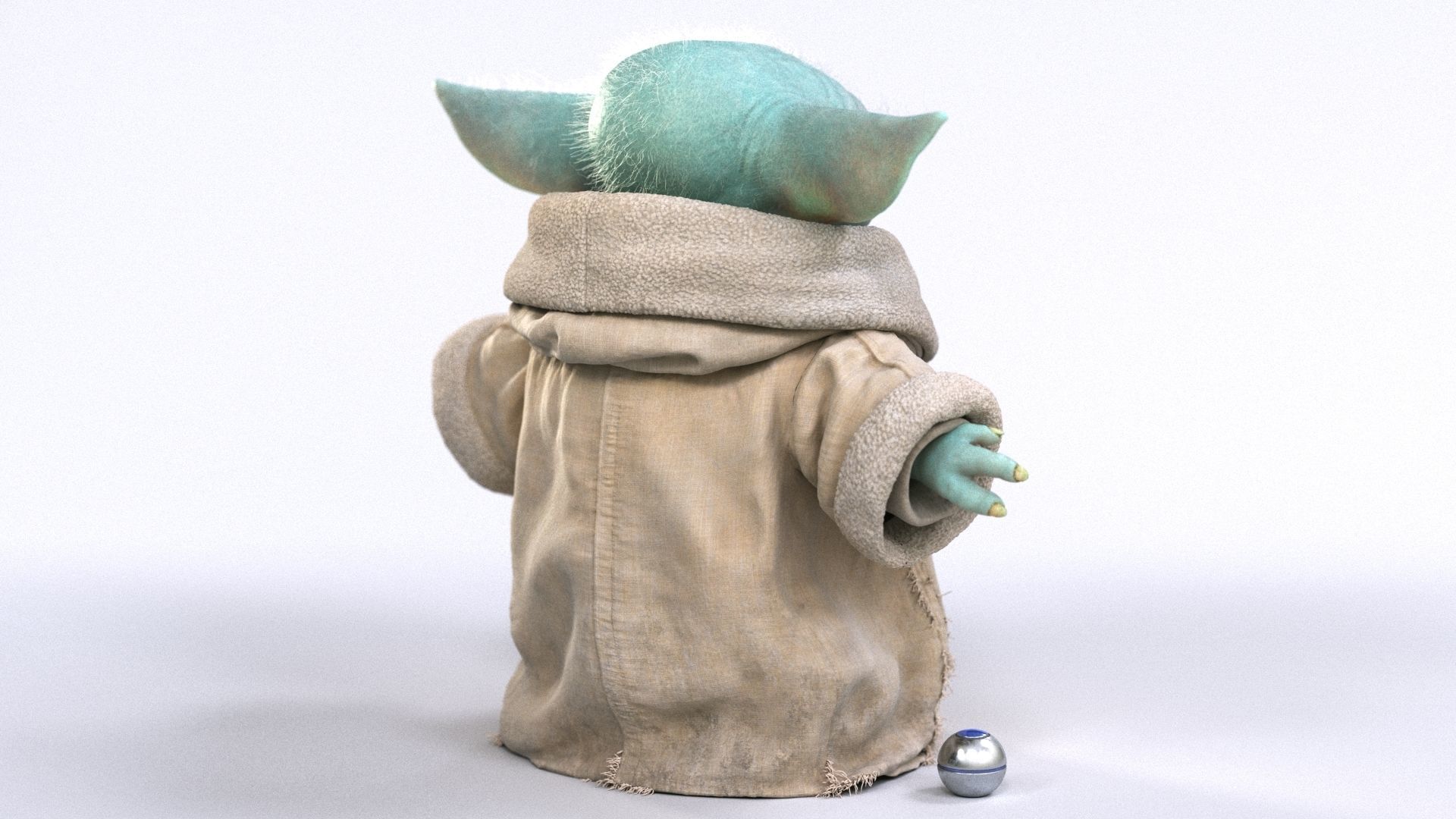 Grogu Baby Yoda Film Quality T-Pose 3d Model 3D model_27