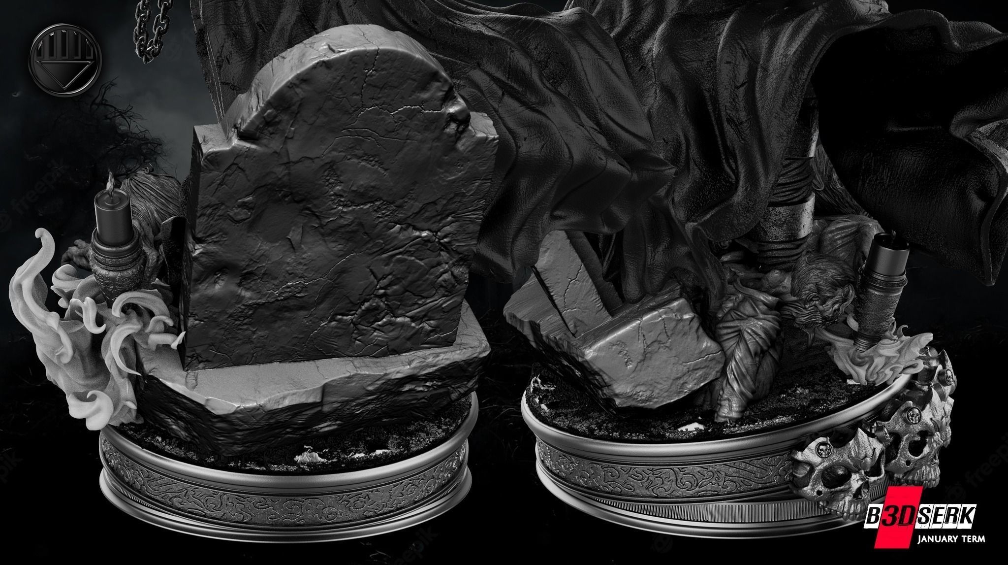 B3DSERK January term 2023 Nekron Sculpture 3D print model_12