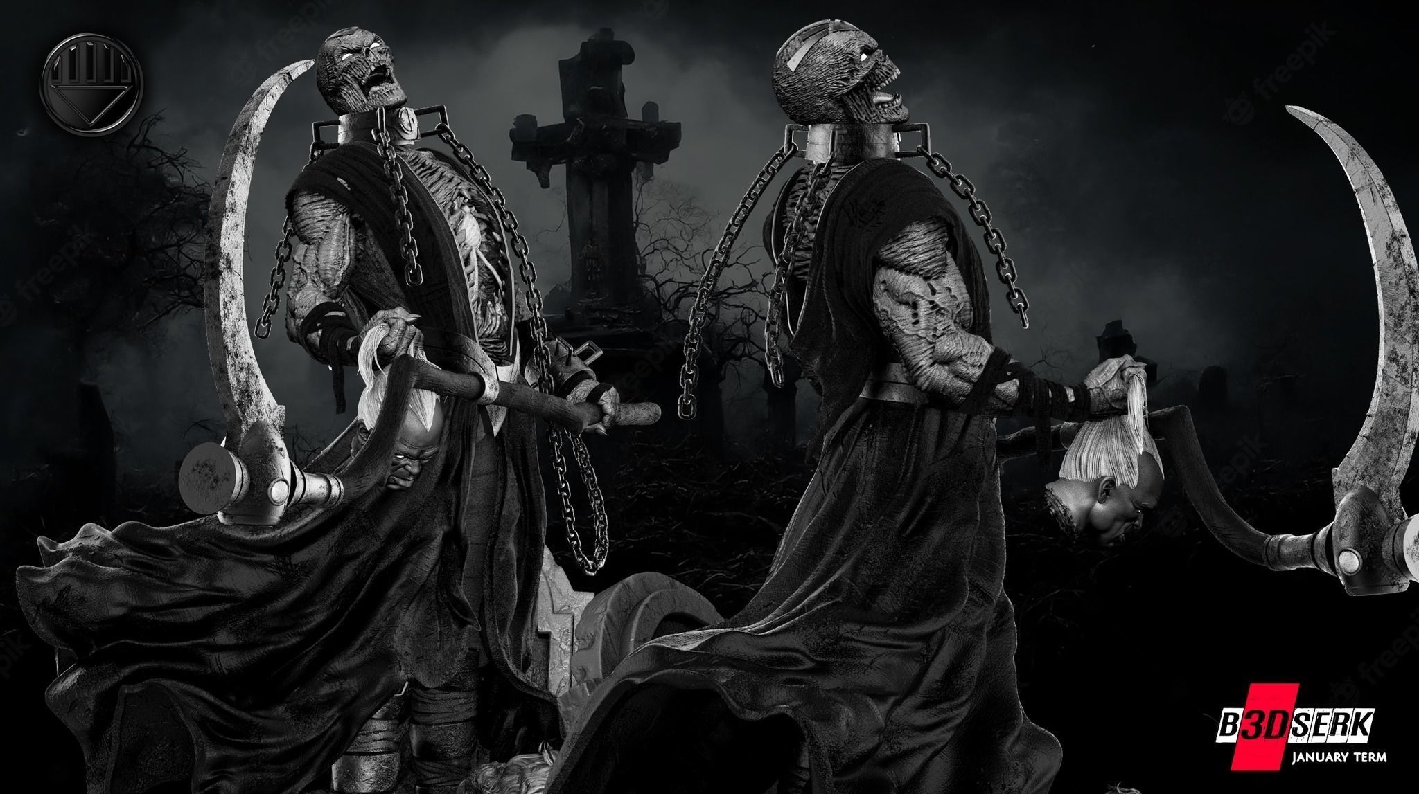 B3DSERK January term 2023 Nekron Sculpture 3D print model_3