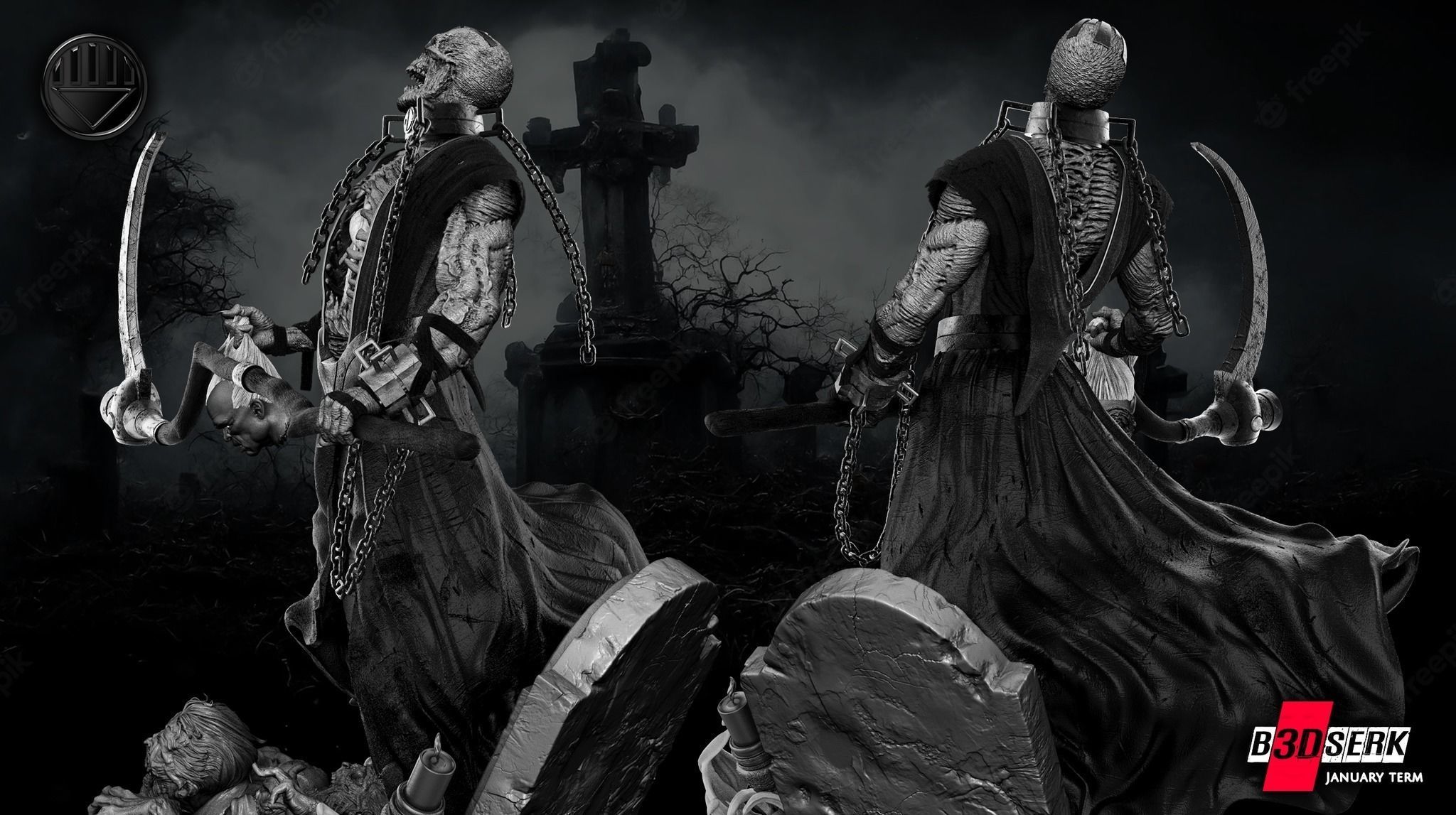 B3DSERK January term 2023 Nekron Sculpture 3D print model_5