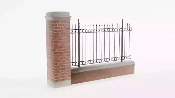 Classic Brick and Iron Fence