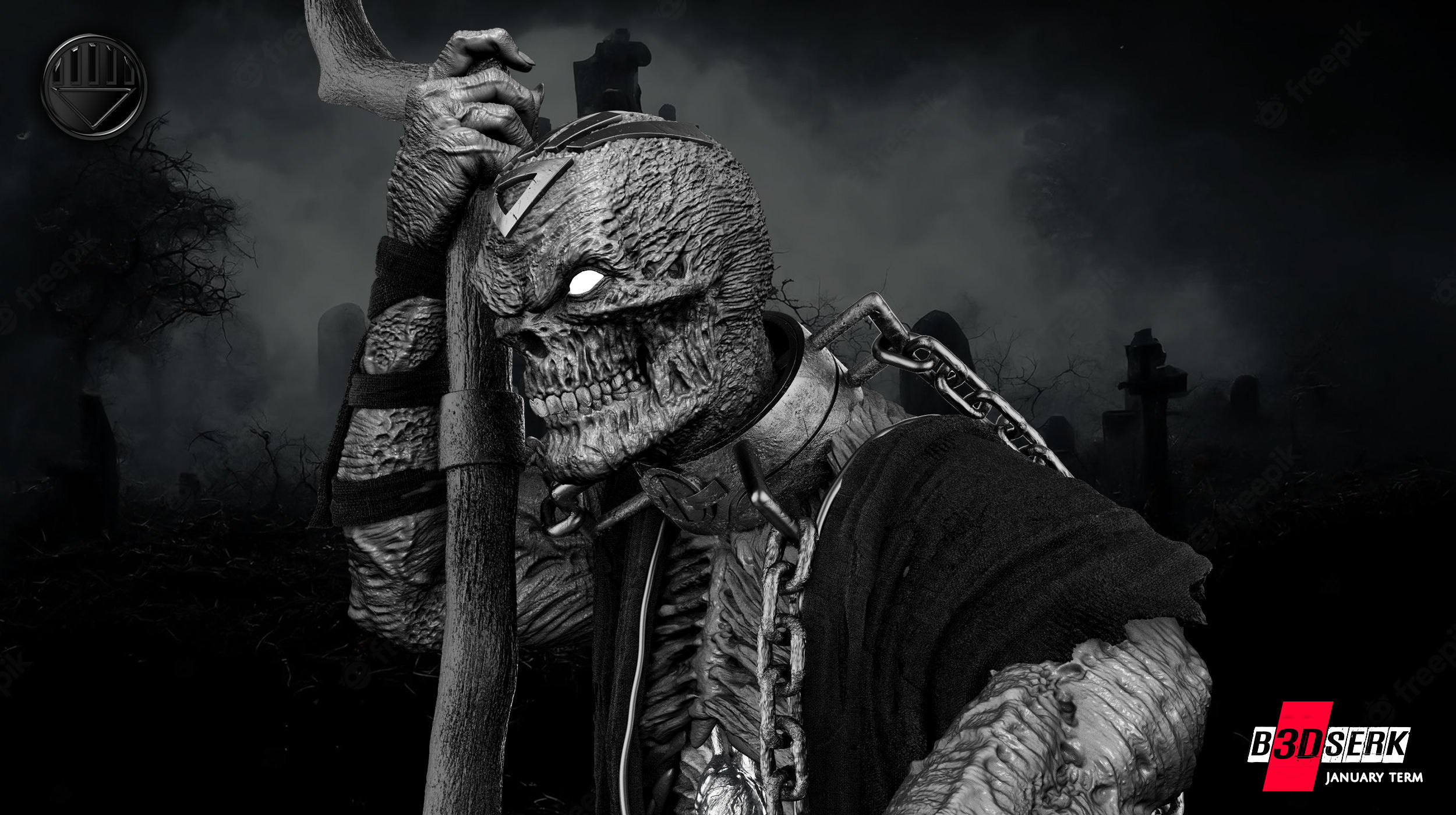 B3DSERK January term 2023 The Nekron Bust 3D print model_2