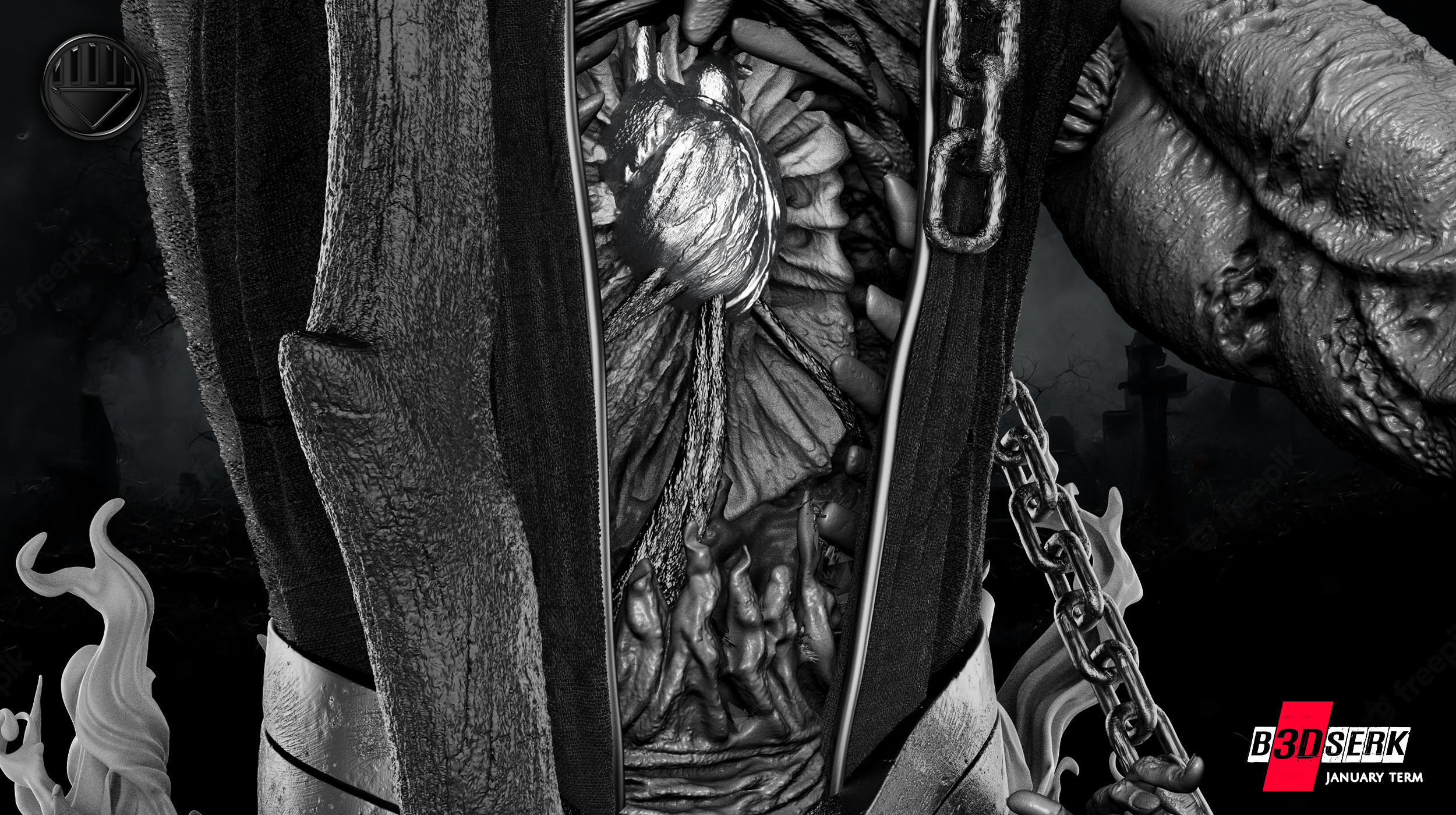 B3DSERK January term 2023 The Nekron Bust 3D print model_5