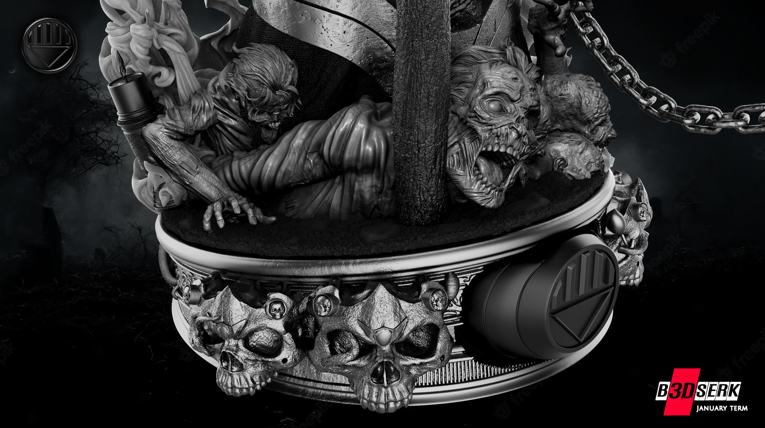 B3DSERK January term 2023 The Nekron Bust 3D print model_7