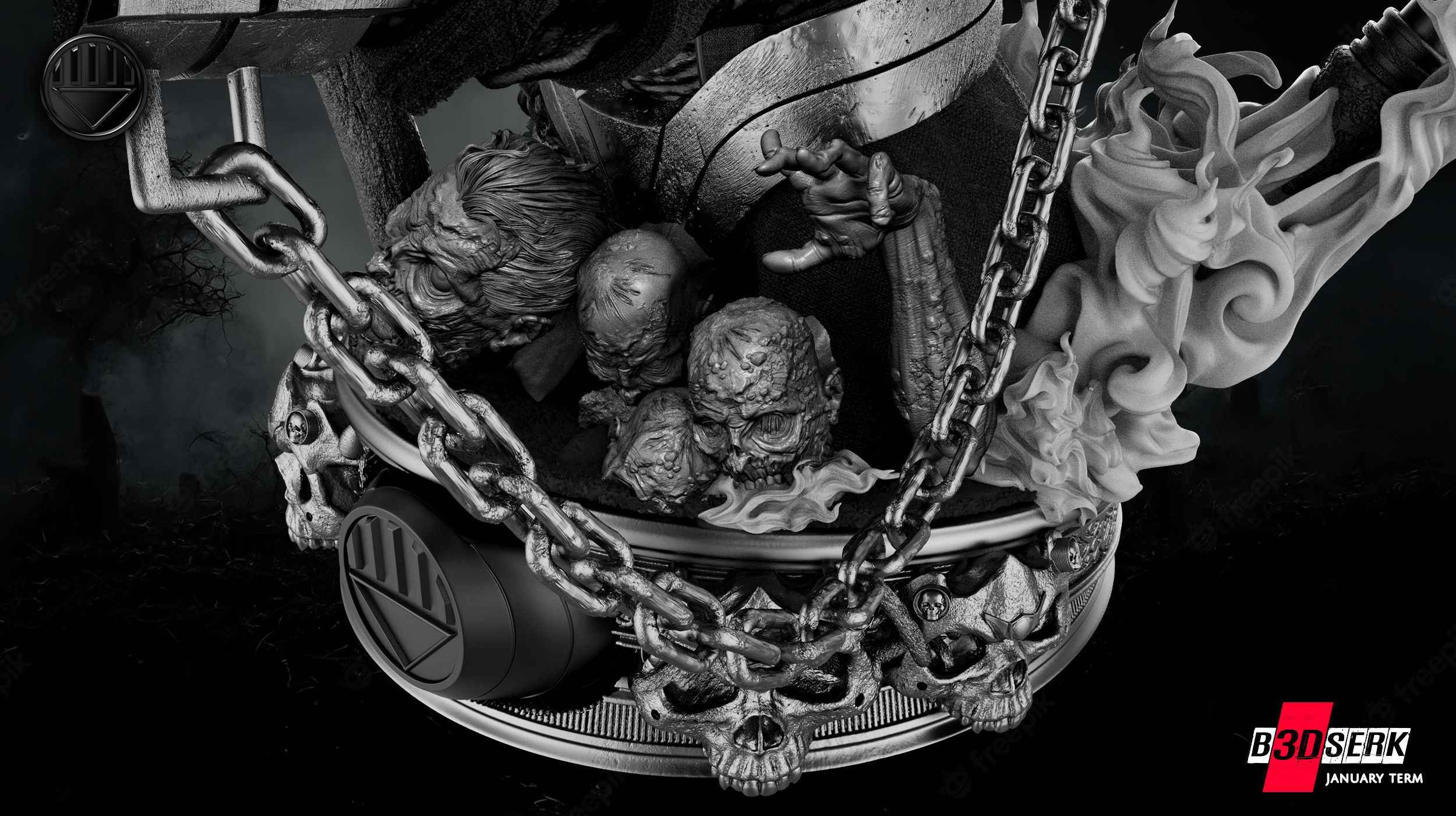 B3DSERK January term 2023 The Nekron Bust 3D print model_8