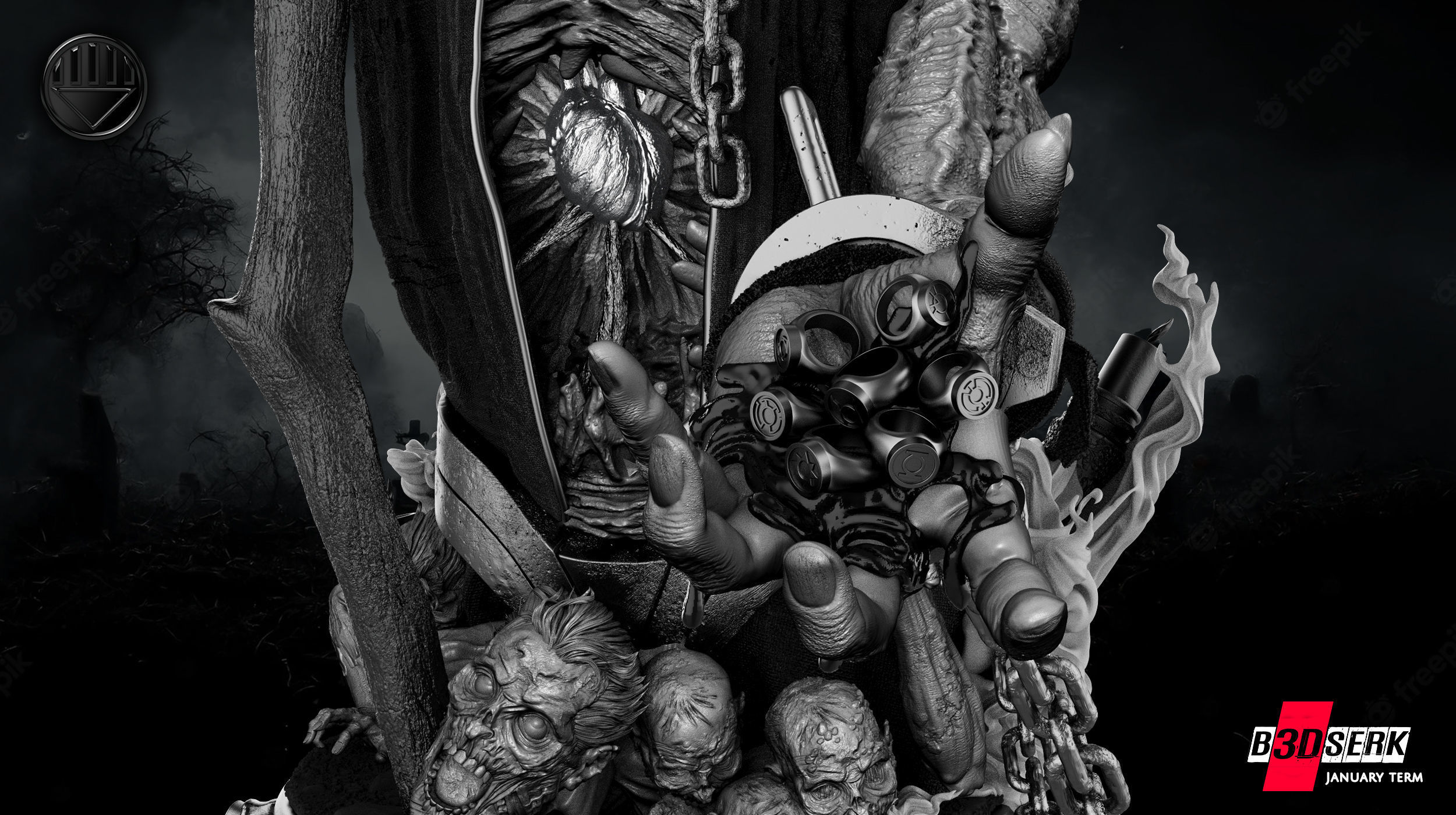 B3DSERK January term 2023 The Nekron Bust 3D print model_4