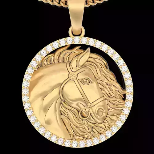 Horse pendant silver gold printable jewelry 3D model