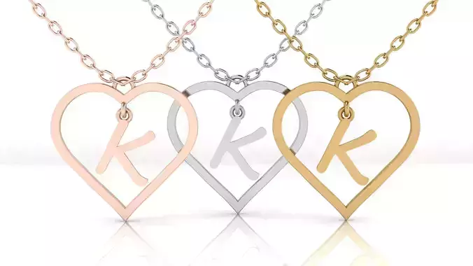 Jewelry Heart Alphabet Pendant K 3D print model 3D print model