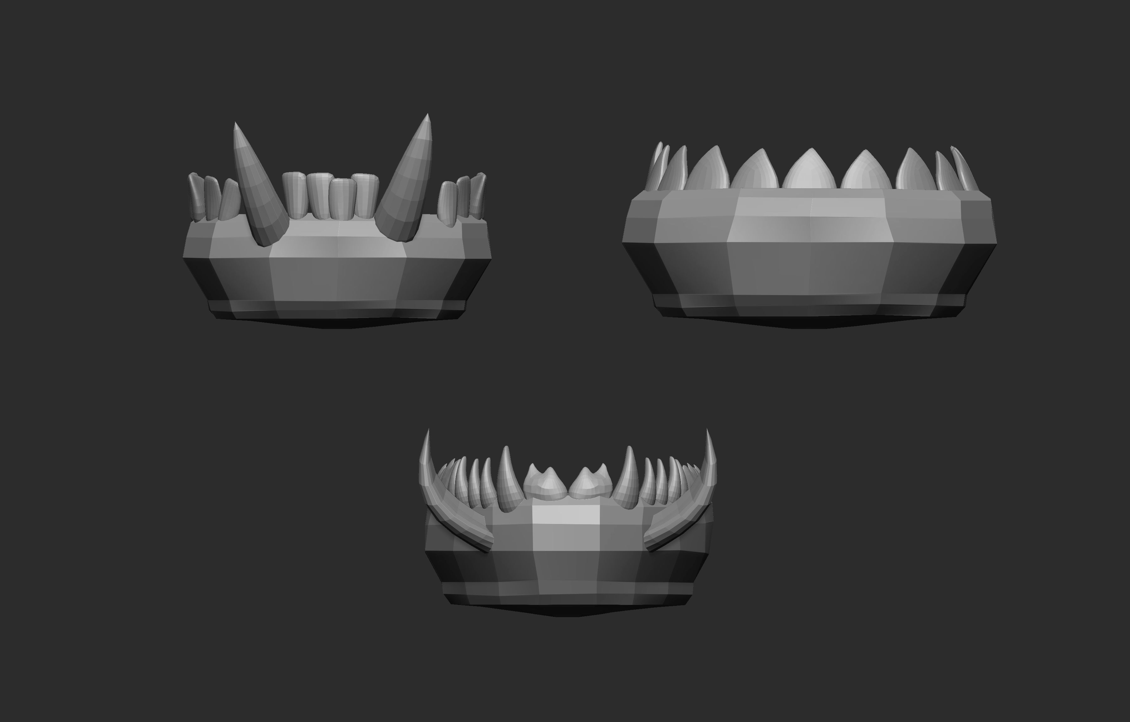 30 Low poly and mid poly monster creature teeth jaws IMM brush 3D model_12