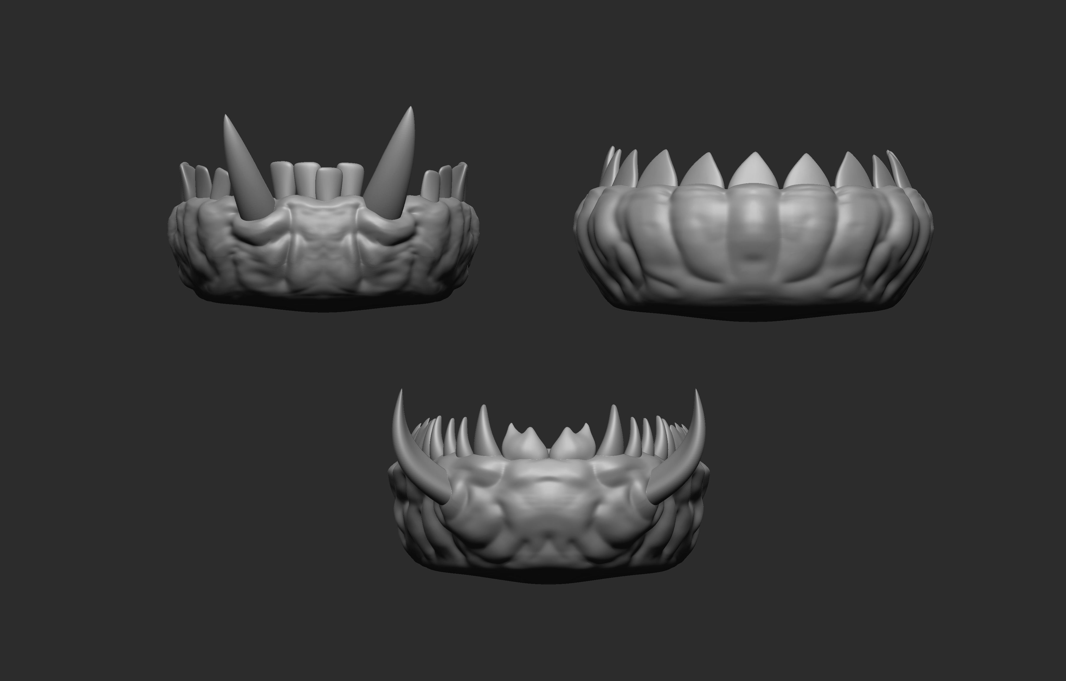 30 Low poly and mid poly monster creature teeth jaws IMM brush 3D model_4
