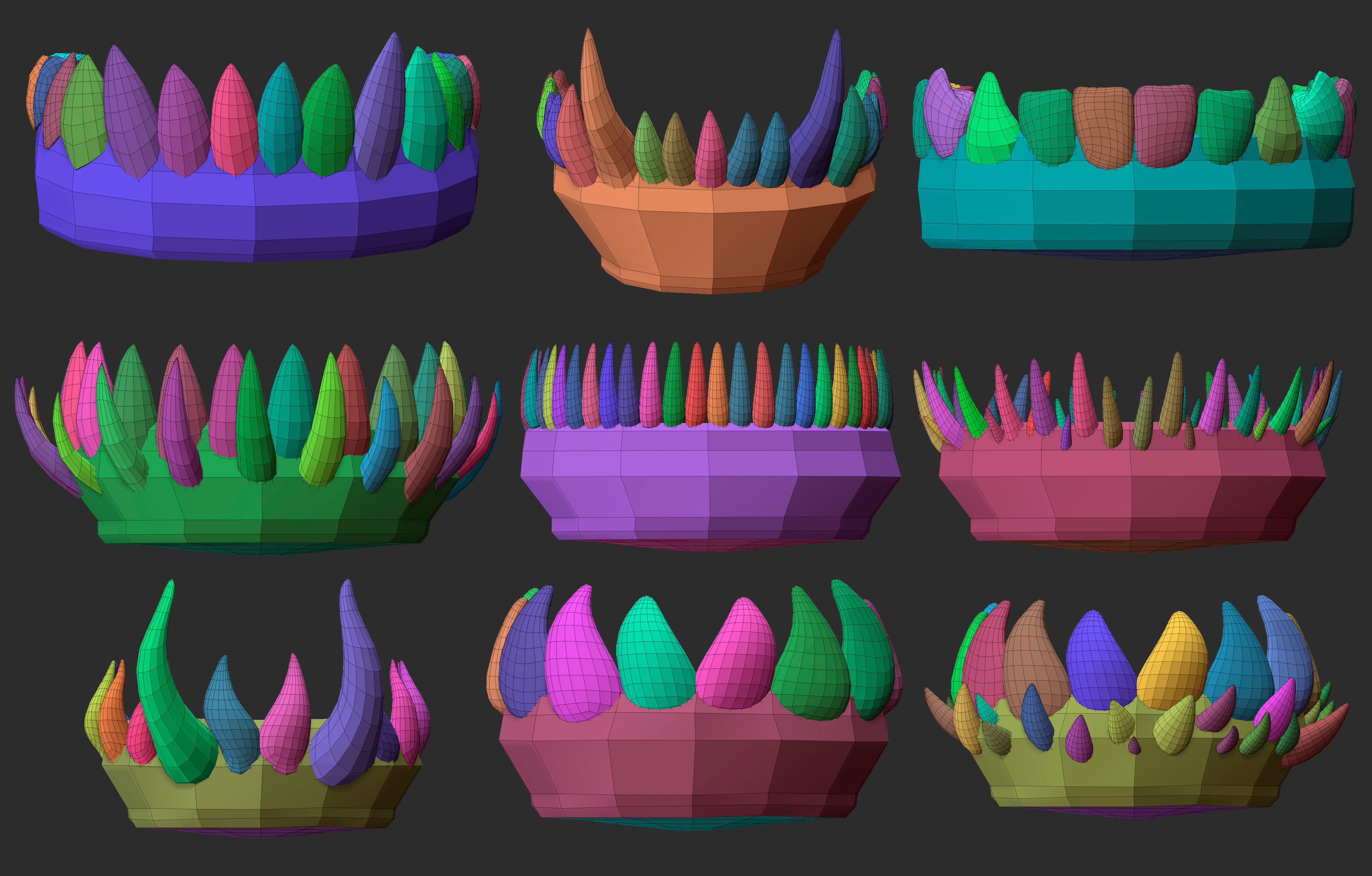 30 Low poly and mid poly monster creature teeth jaws IMM brush 3D model_15