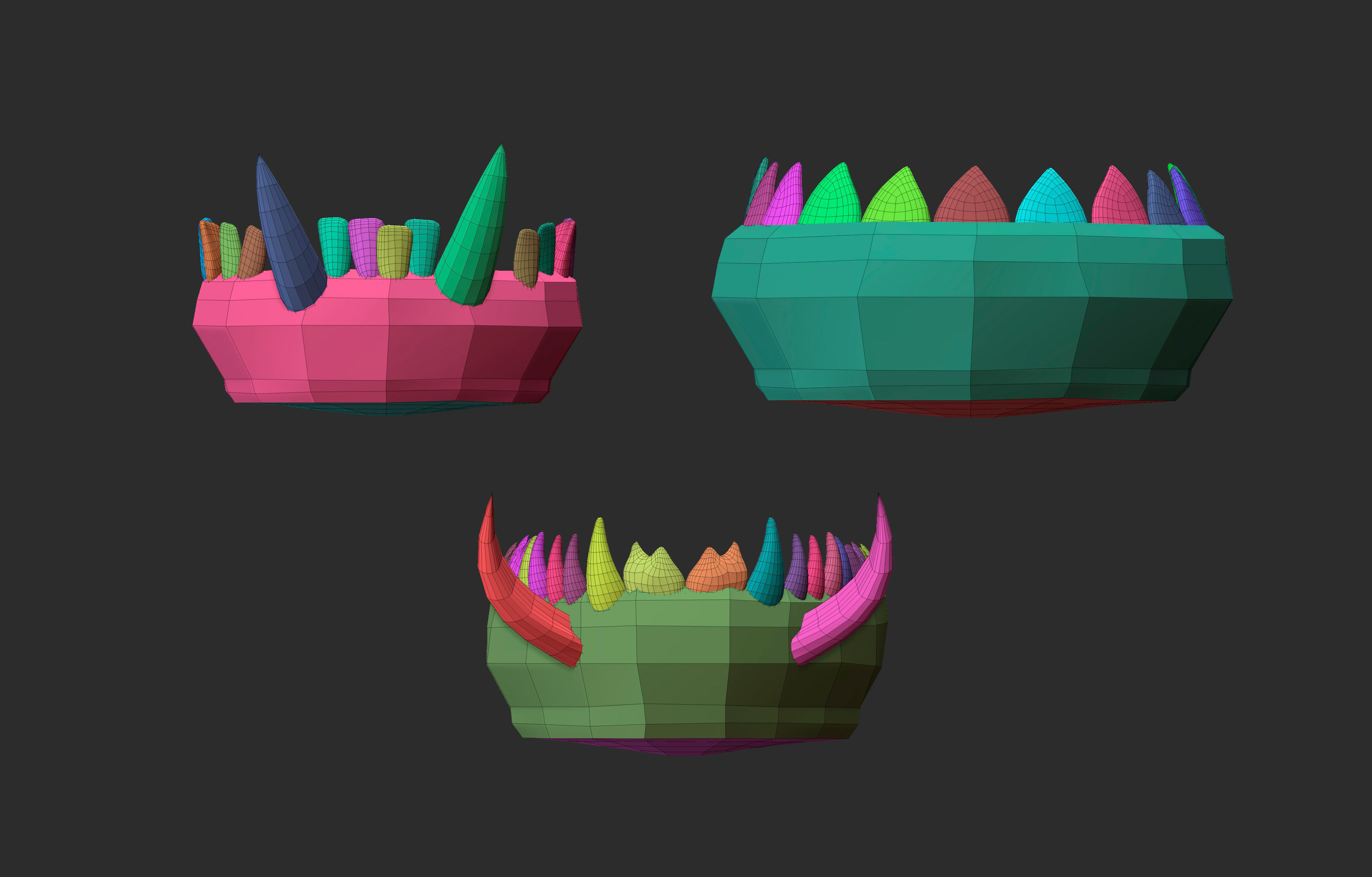 30 Low poly and mid poly monster creature teeth jaws IMM brush 3D model_16