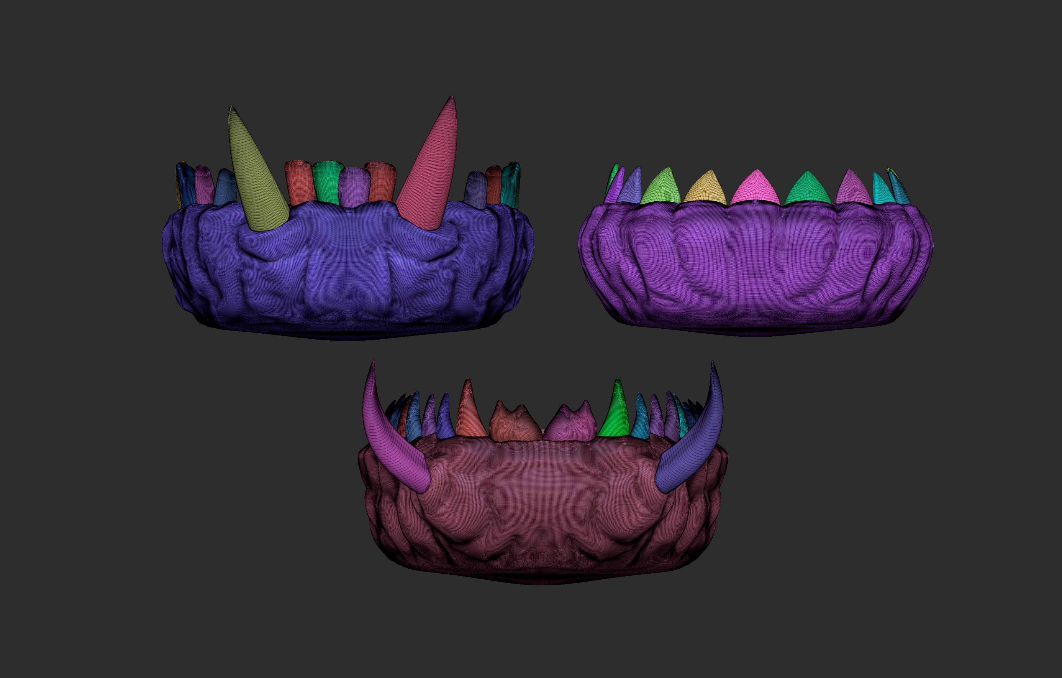 30 Low poly and mid poly monster creature teeth jaws IMM brush 3D model_8