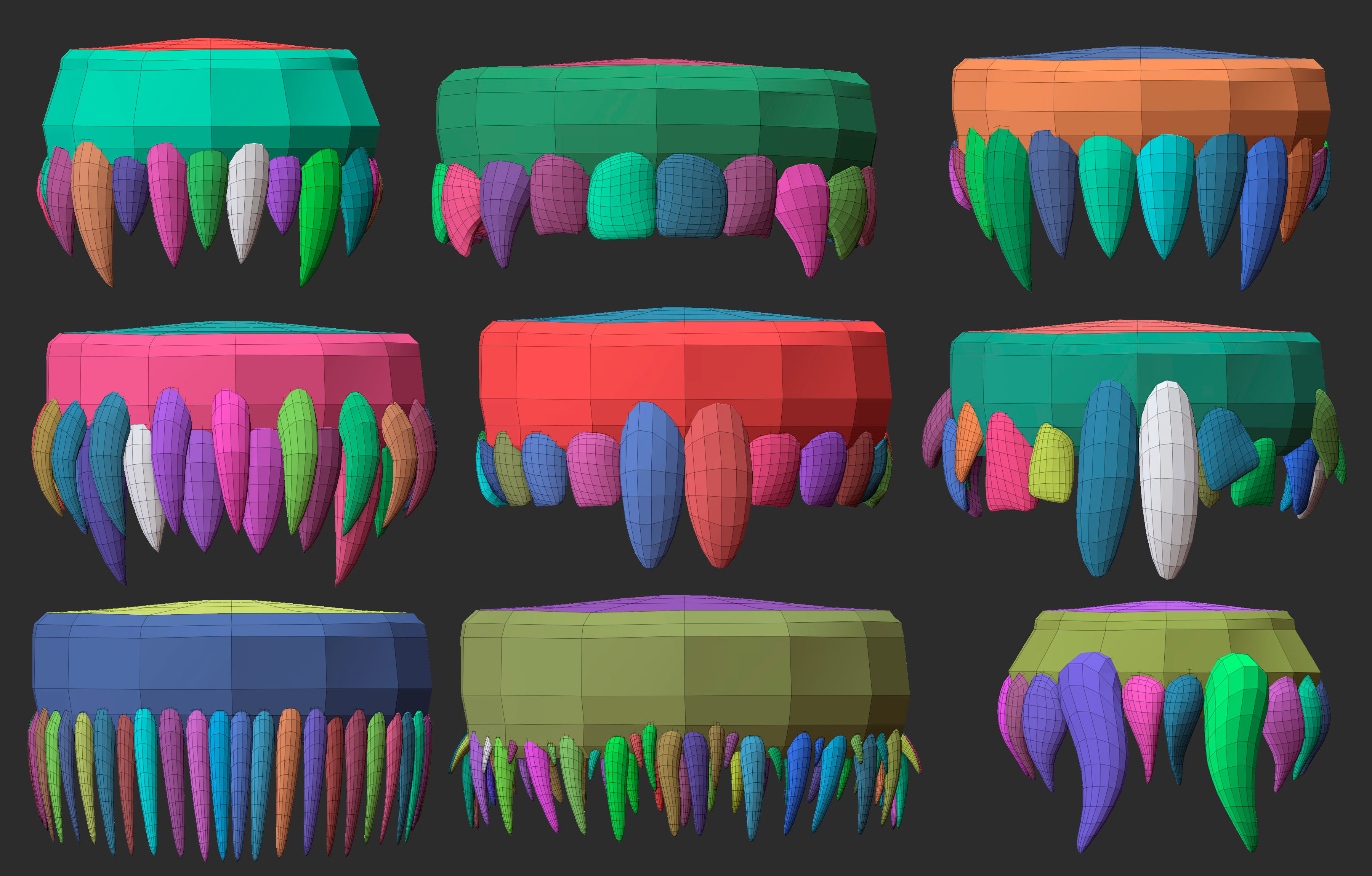 30 Low poly and mid poly monster creature teeth jaws IMM brush 3D model_13