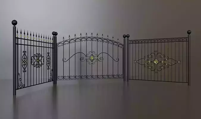 set of forged metal fences