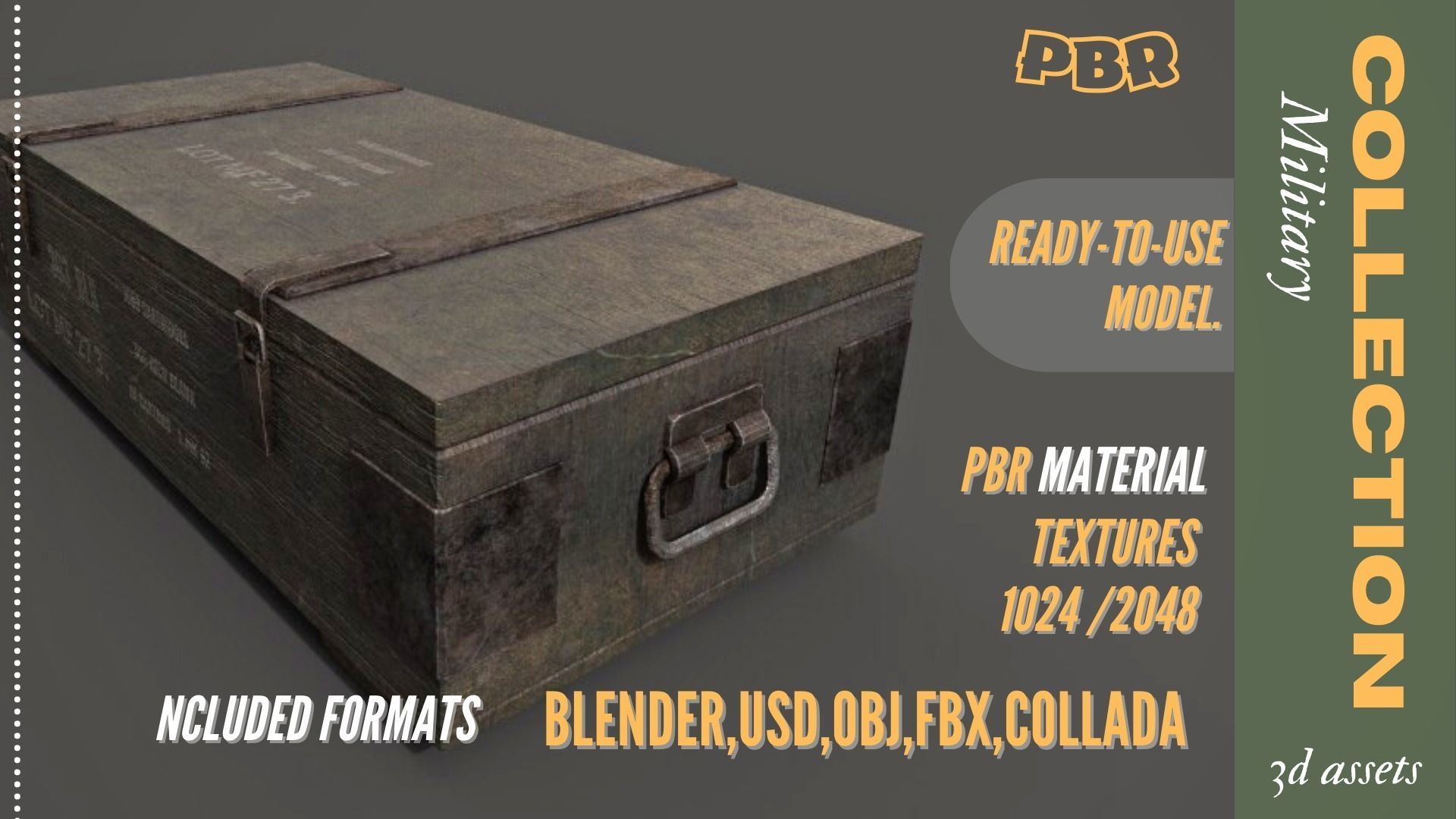 Military War Box Model 3D Low-poly Low-poly 3D model_2