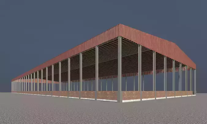 Warehouse with clear space 3D model