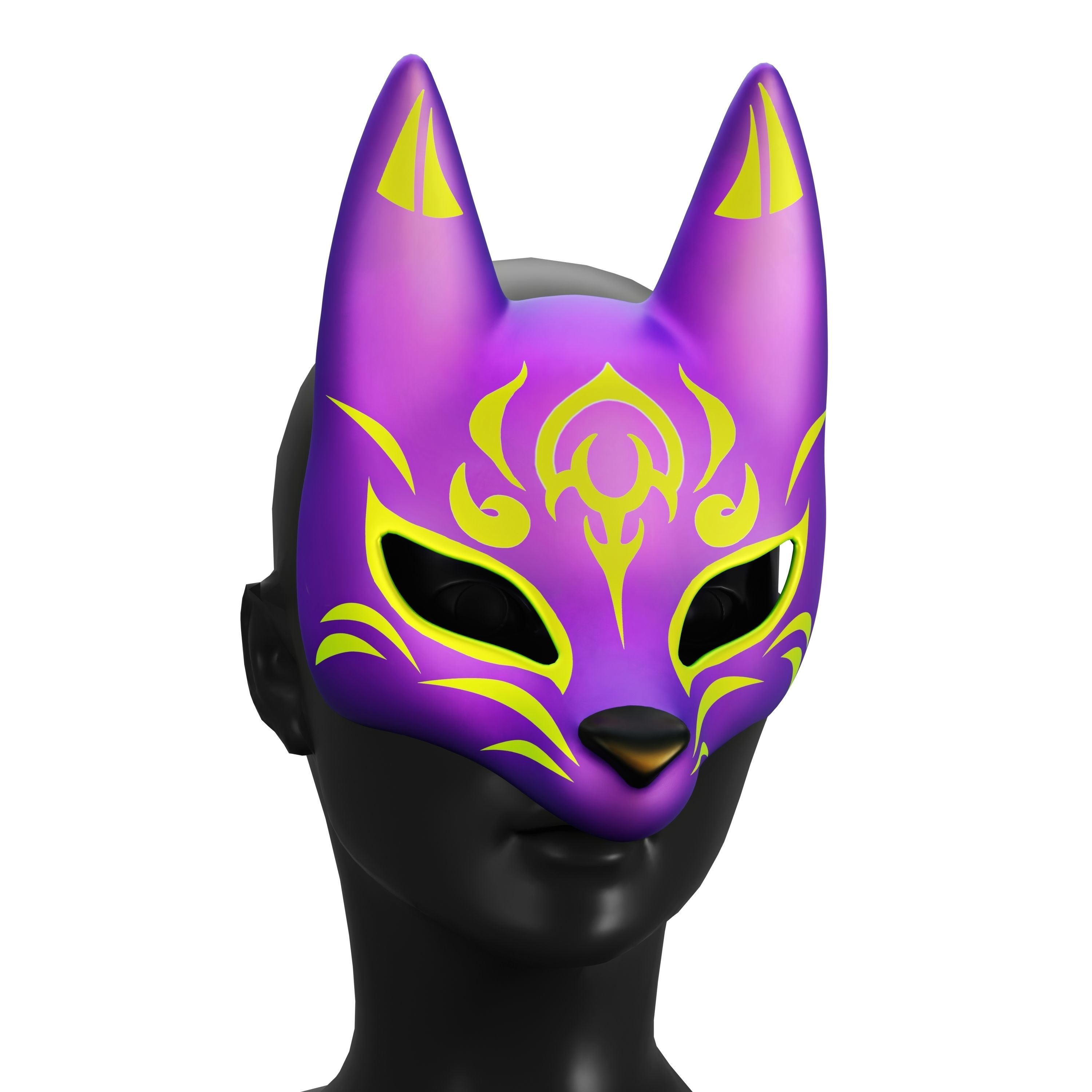 Kitsune Mask Bundle 10 In 1 - Japanese Anime Low-poly 3D model_3