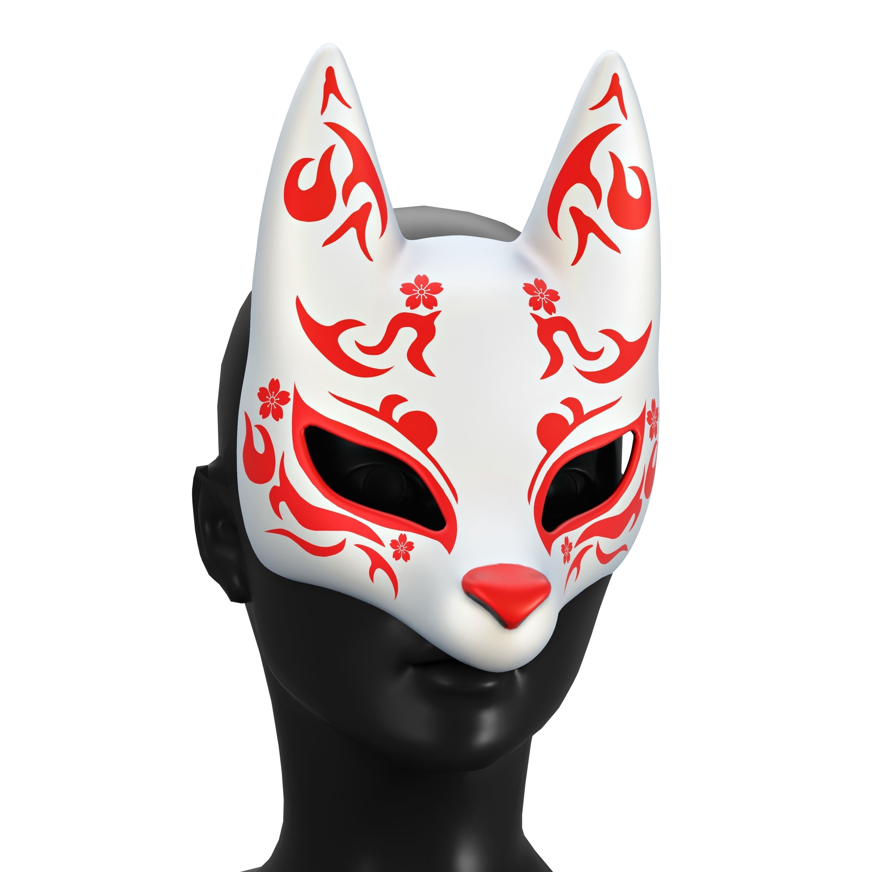 Kitsune Mask Bundle 10 In 1 - Japanese Anime Low-poly 3D model_4