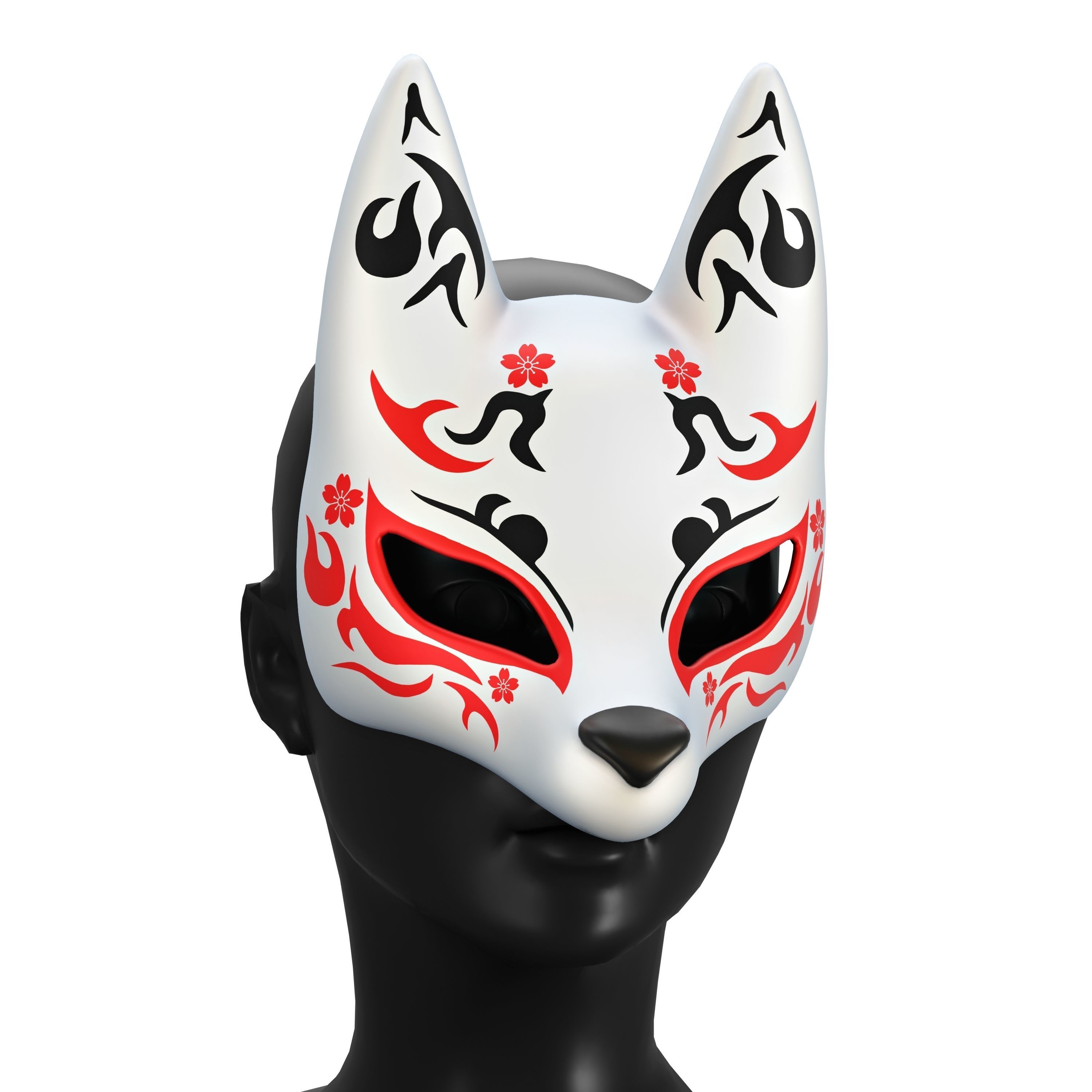 Kitsune Mask Bundle 10 In 1 - Japanese Anime Low-poly 3D model_9