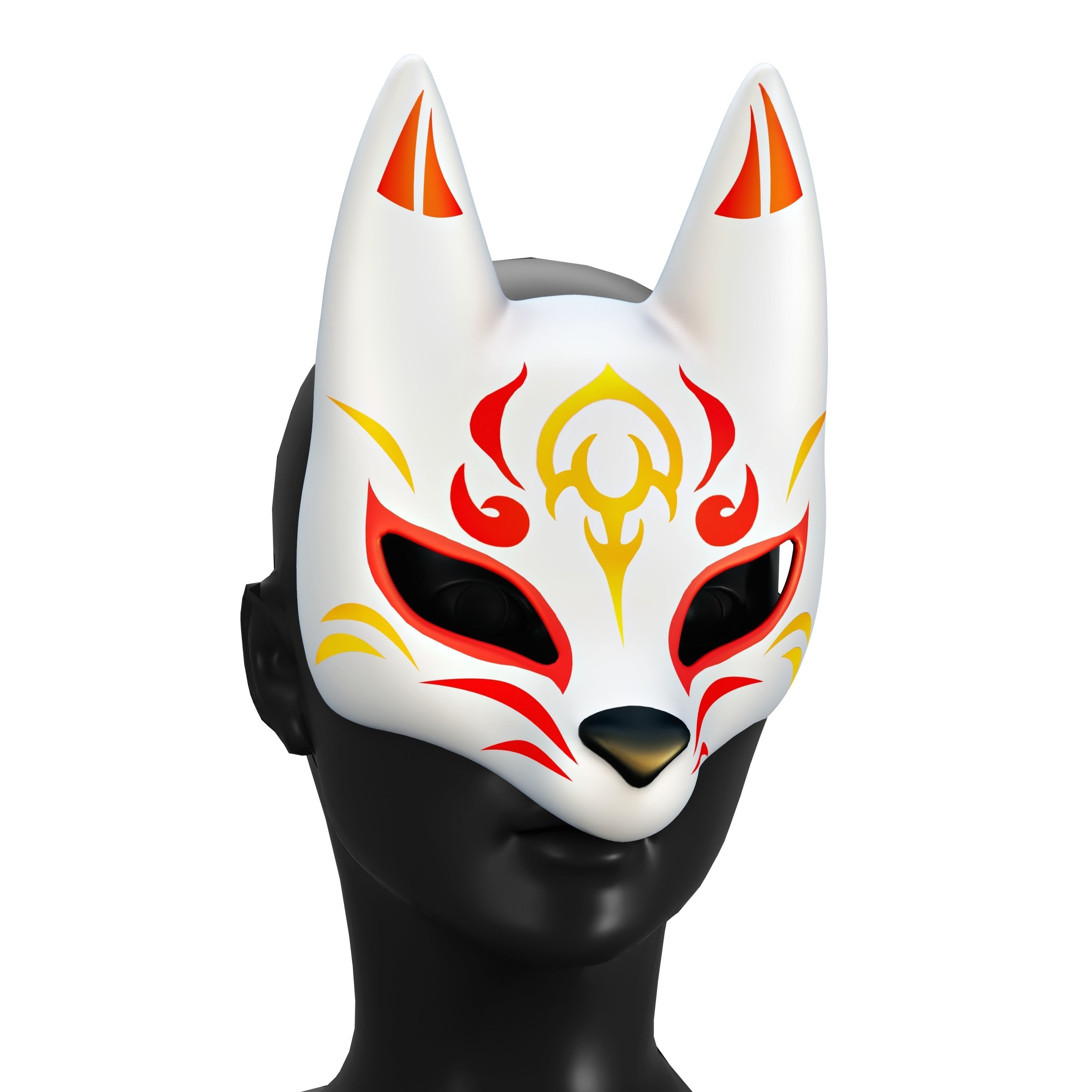Kitsune Mask Bundle 10 In 1 - Japanese Anime Low-poly 3D model_7