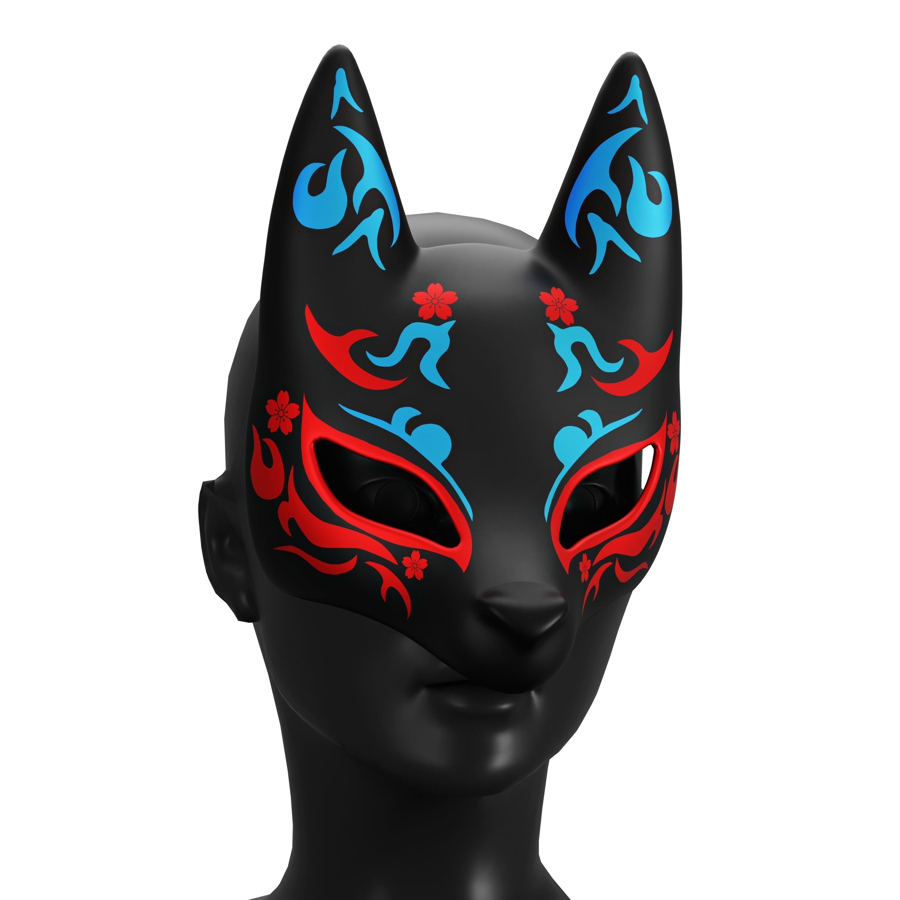 Kitsune Mask Bundle 10 In 1 - Japanese Anime Low-poly 3D model_11