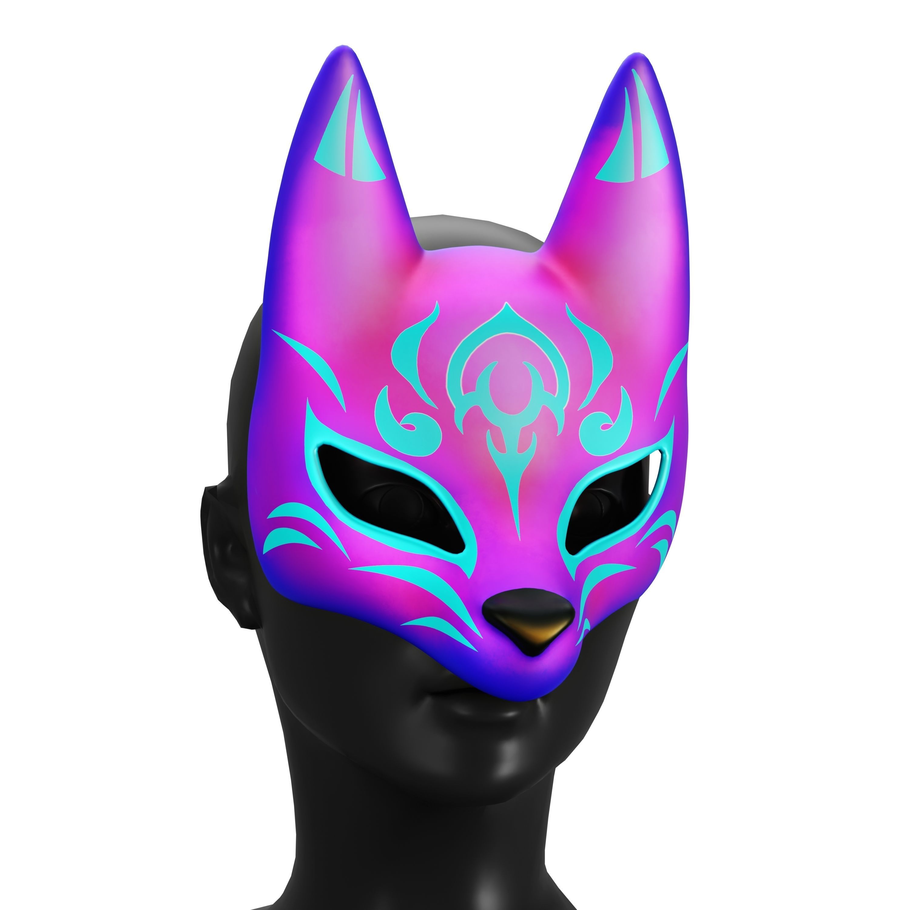 Kitsune Mask Bundle 10 In 1 - Japanese Anime Low-poly 3D model_8