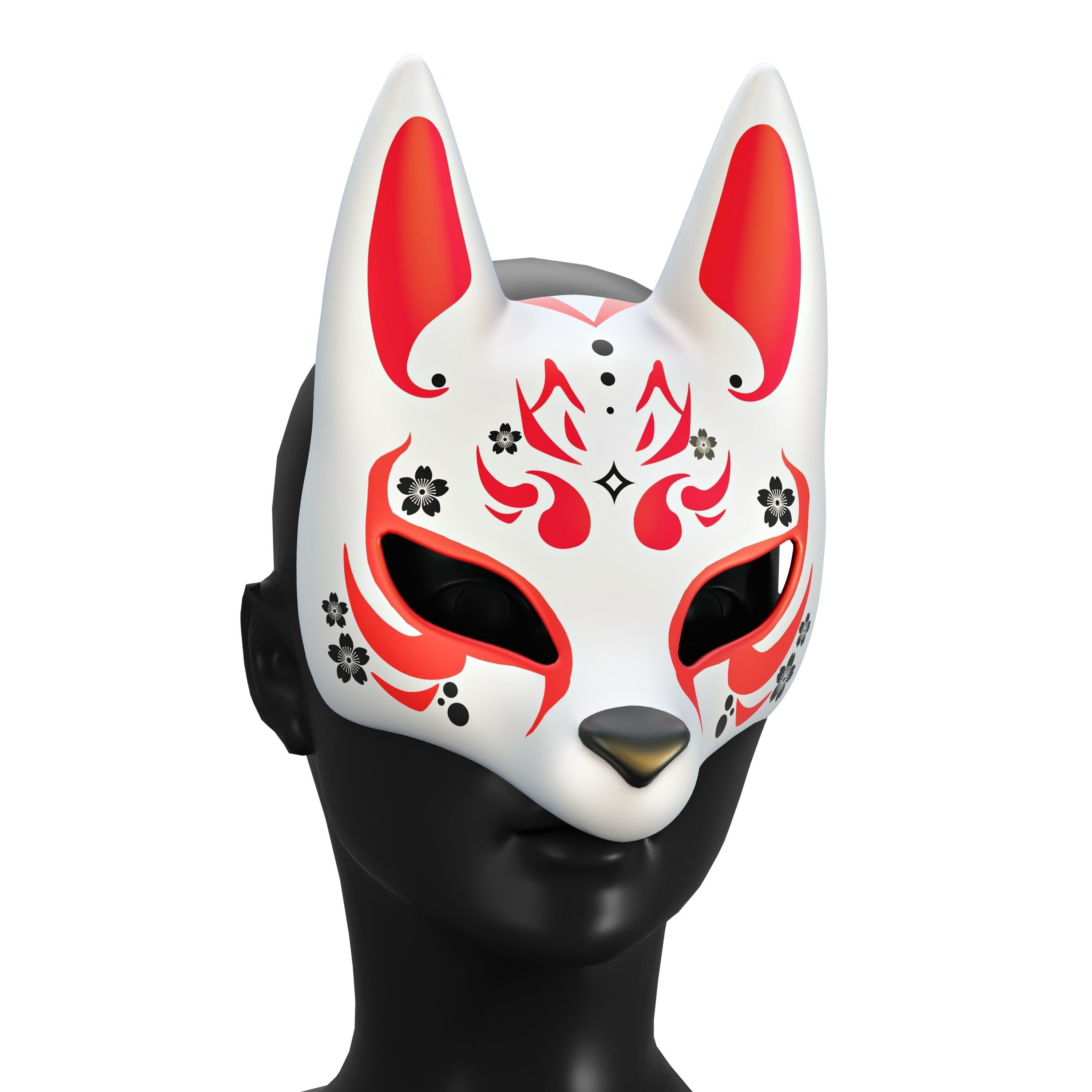 Kitsune Mask Bundle 10 In 1 - Japanese Anime Low-poly 3D model_2