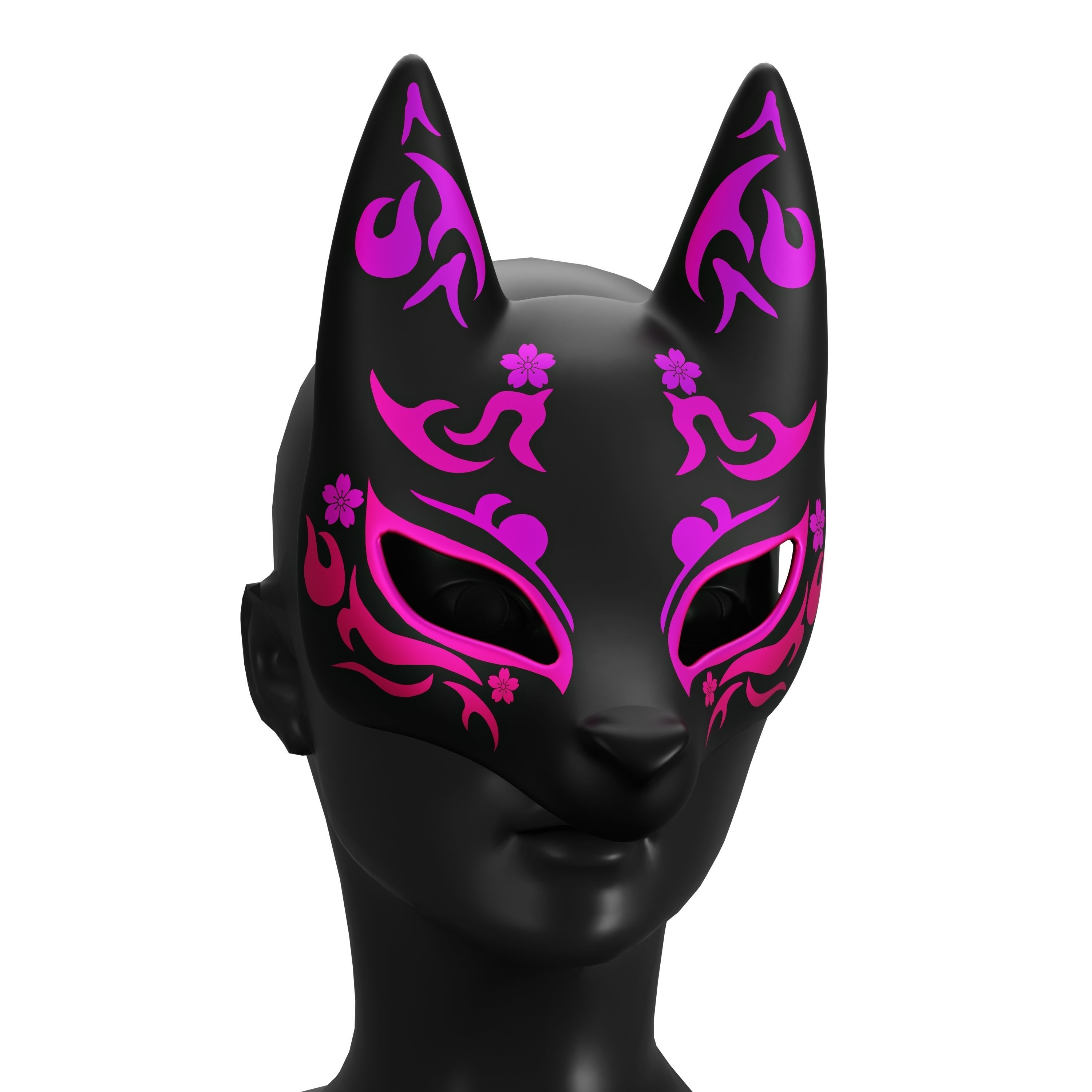 Kitsune Mask Bundle 10 In 1 - Japanese Anime Low-poly 3D model_5