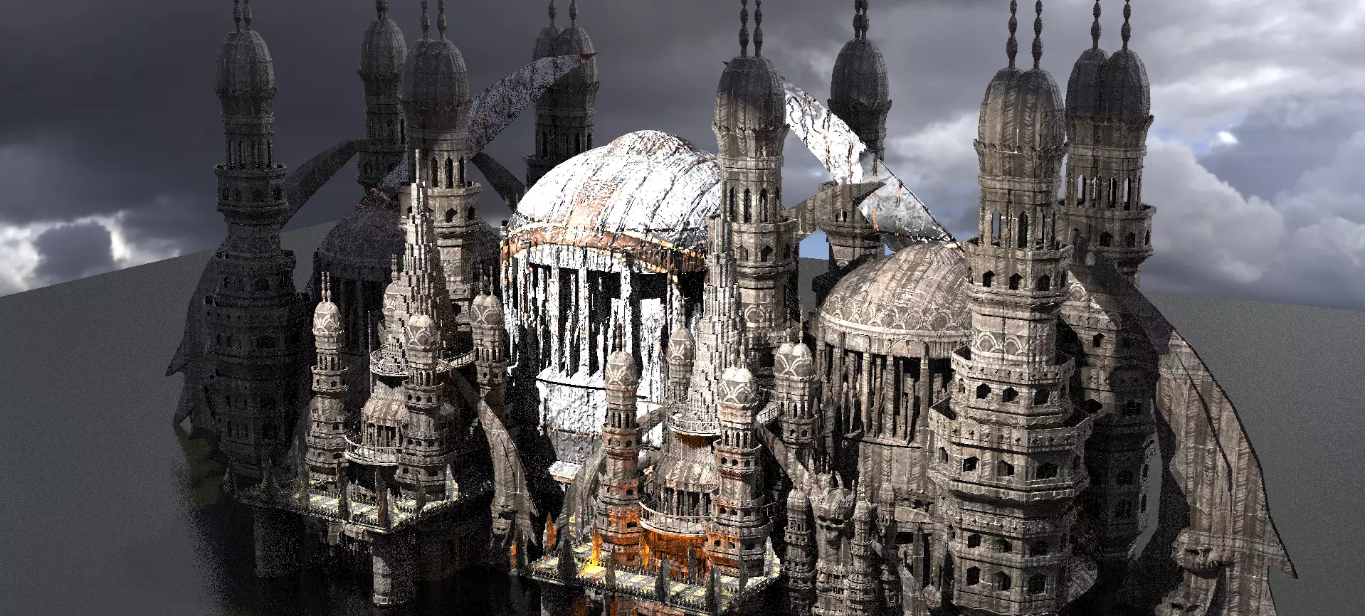 Oasis Temple Dark Temple walkways city 3D model_0