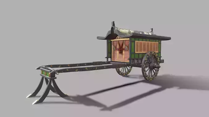 Gosho Guruma Cart Low-poly 3D model