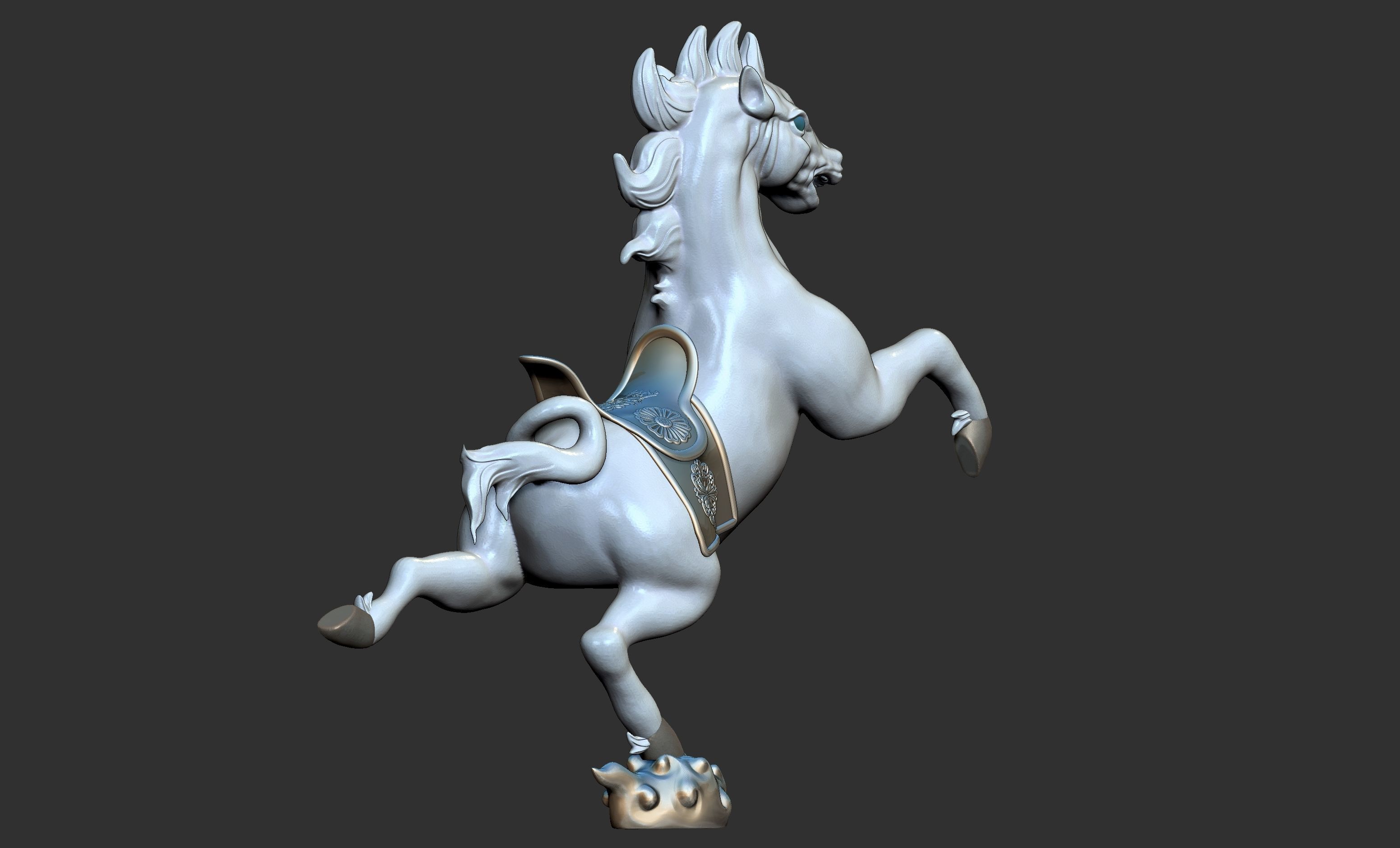 Auspicious clouds flying horses 3D model_3