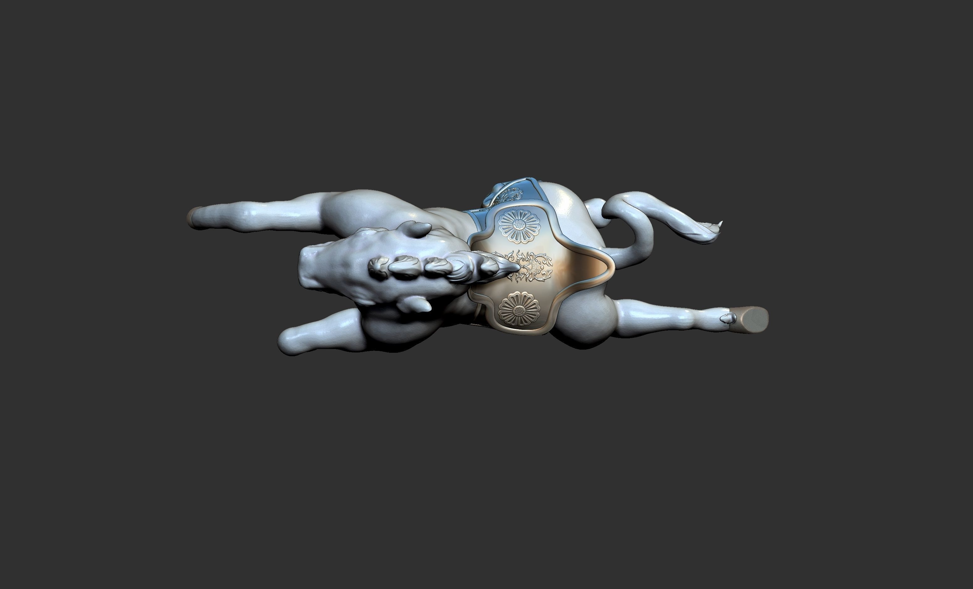 Auspicious clouds flying horses 3D model_7