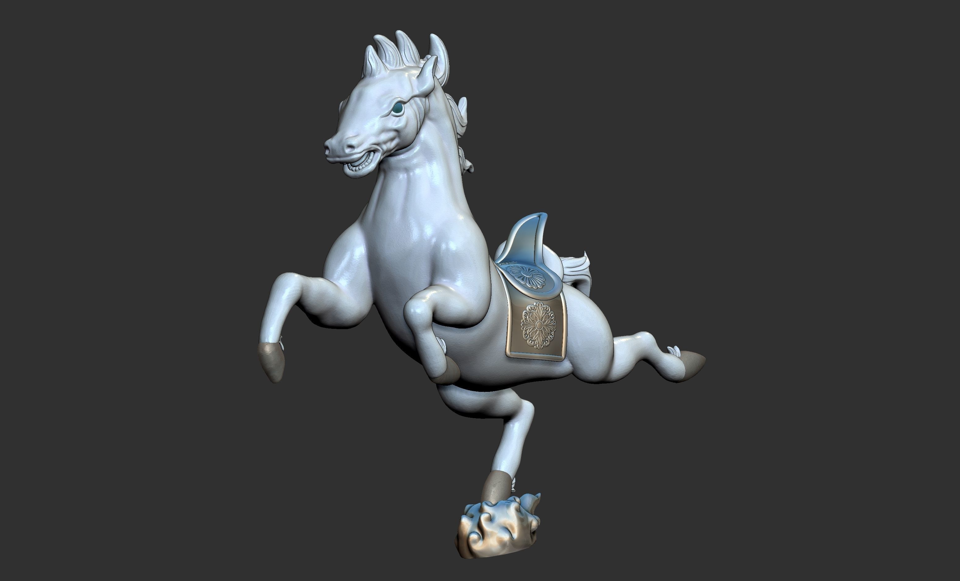 Auspicious clouds flying horses 3D model_5