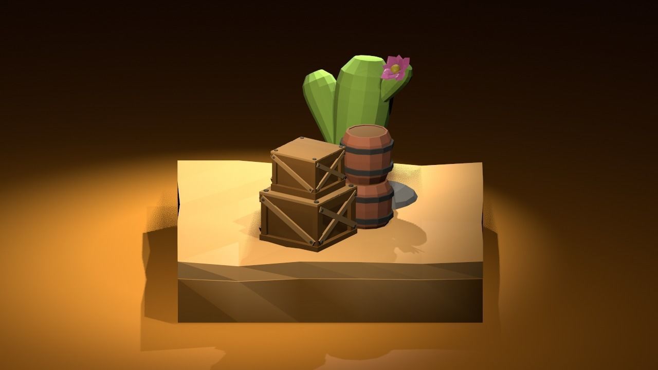 Desert 3D cactus Low-poly 3D model_2