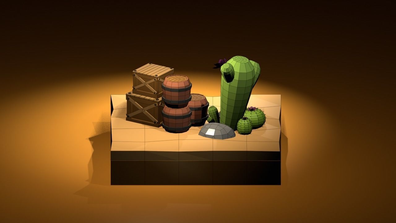 Desert 3D cactus Low-poly 3D model_5