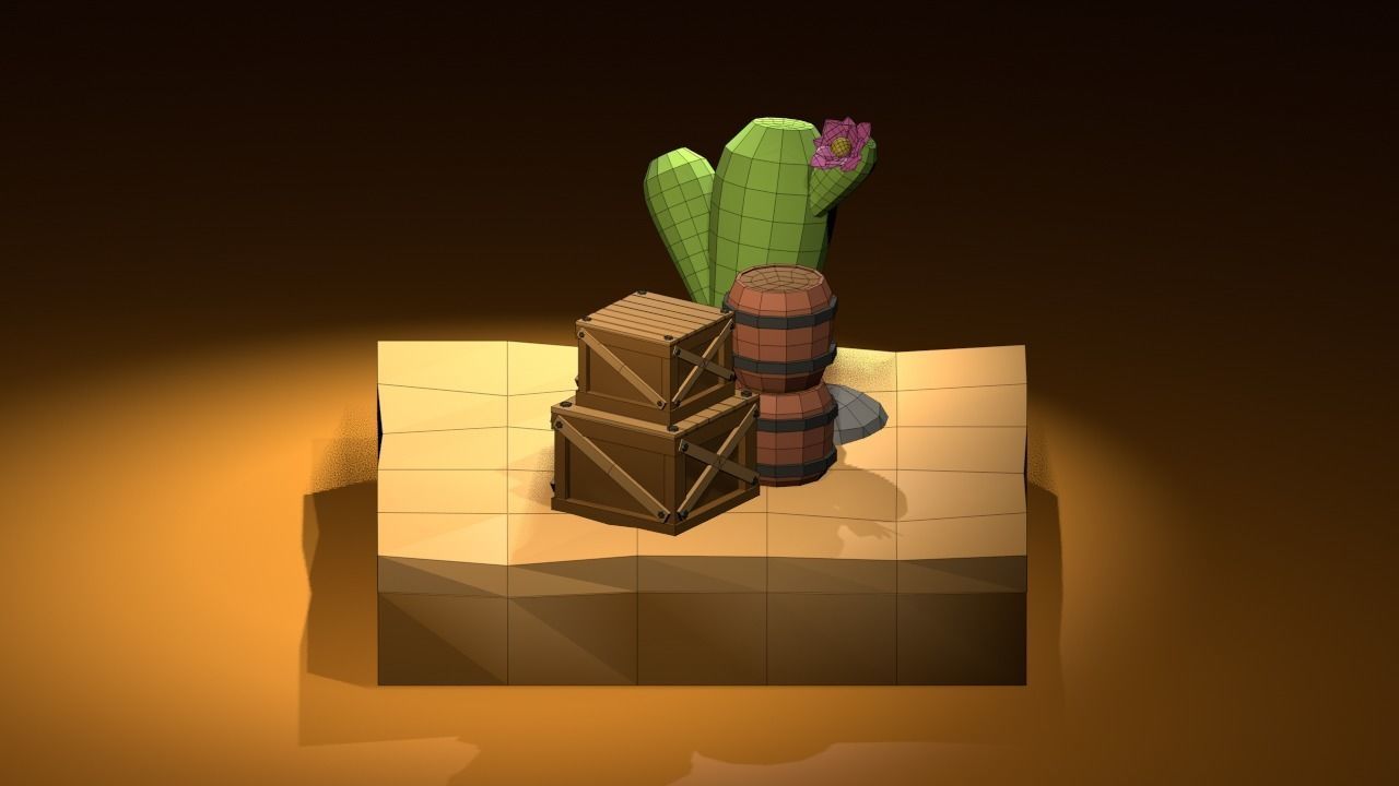 Desert 3D cactus Low-poly 3D model_3