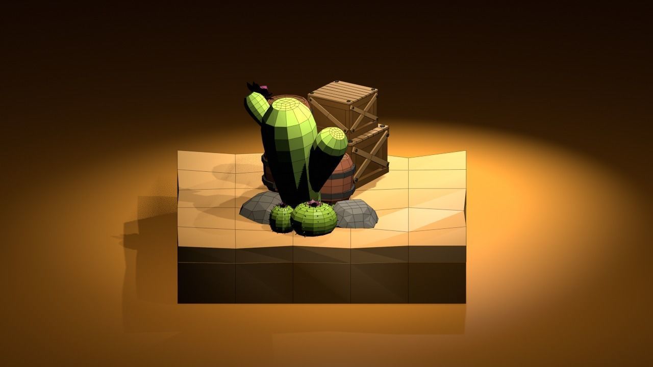 Desert 3D cactus Low-poly 3D model_7