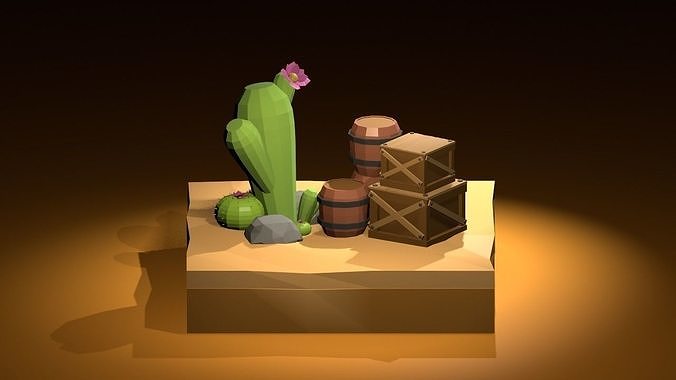 Desert 3D cactus Low-poly 3D model