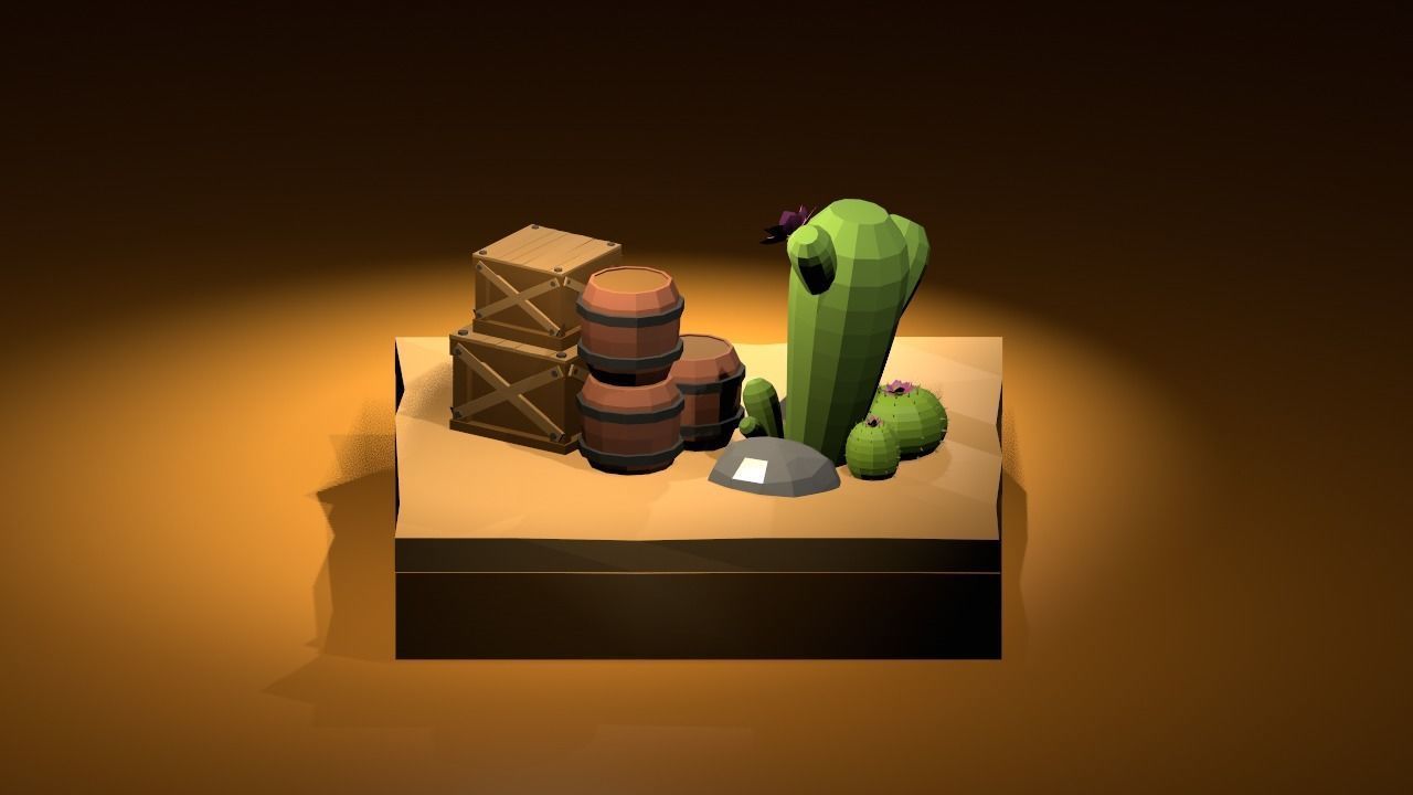 Desert 3D cactus Low-poly 3D model_4