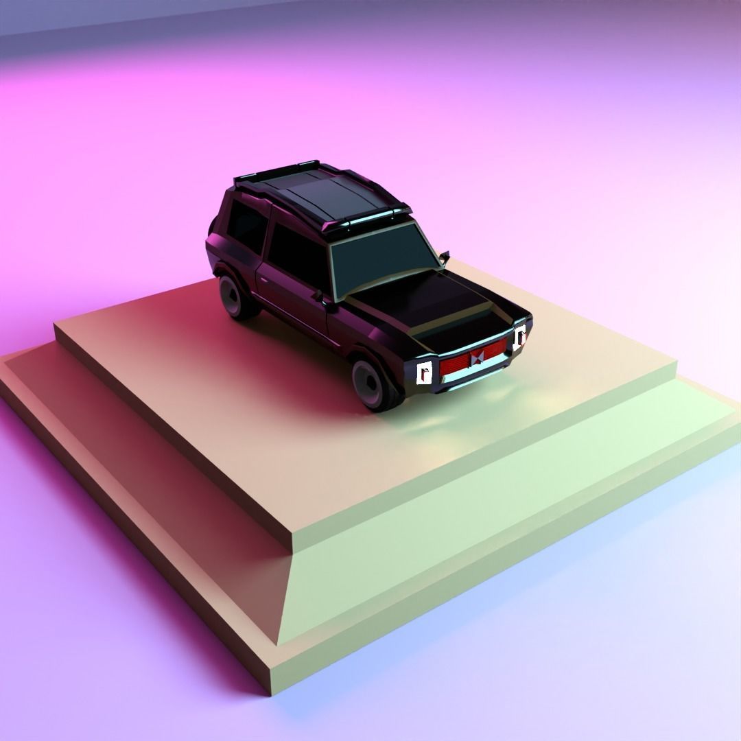 Only SUV car   low poly Low-poly 3D model_2