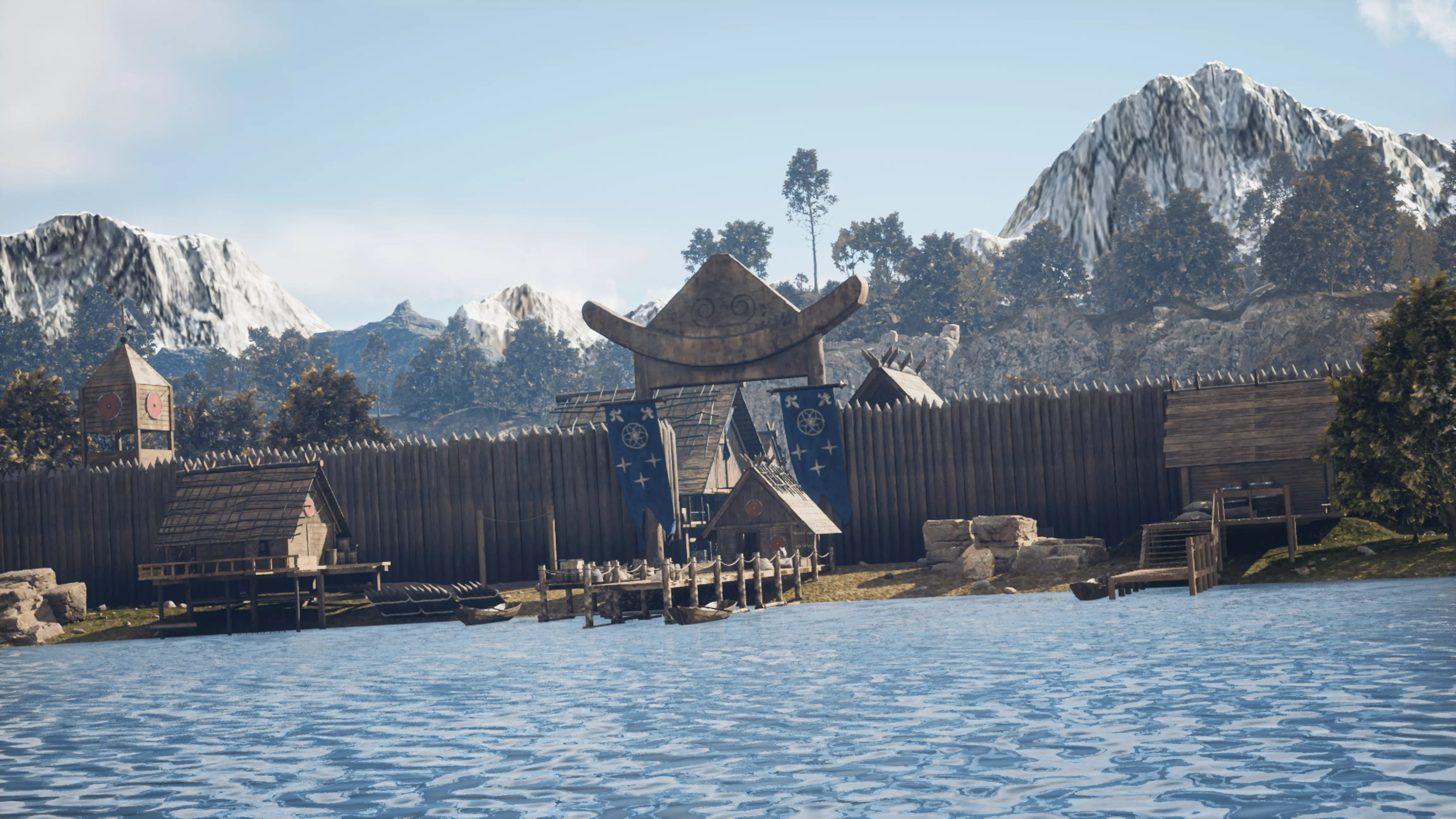 Village-kitbash viking village Low-poly 3D model