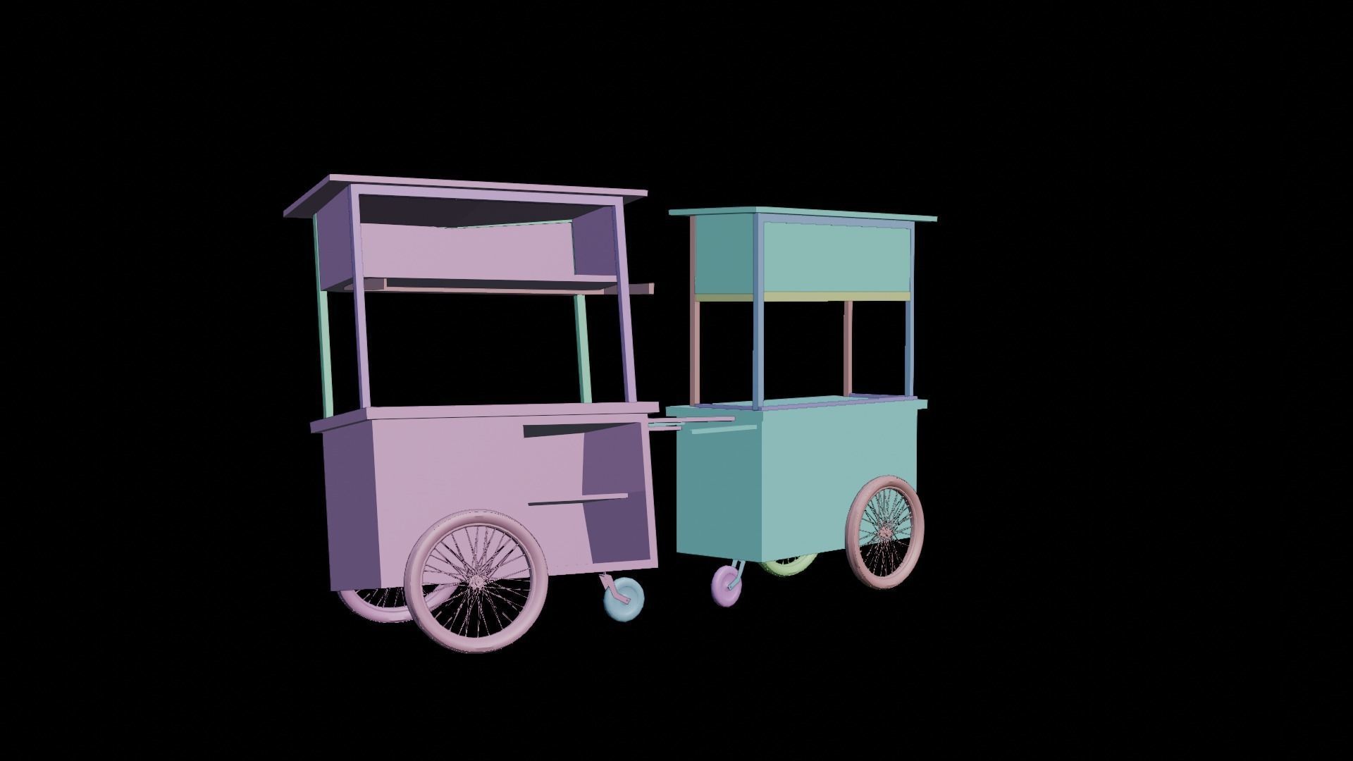 Cart and broken cart Low-poly 3D model_18