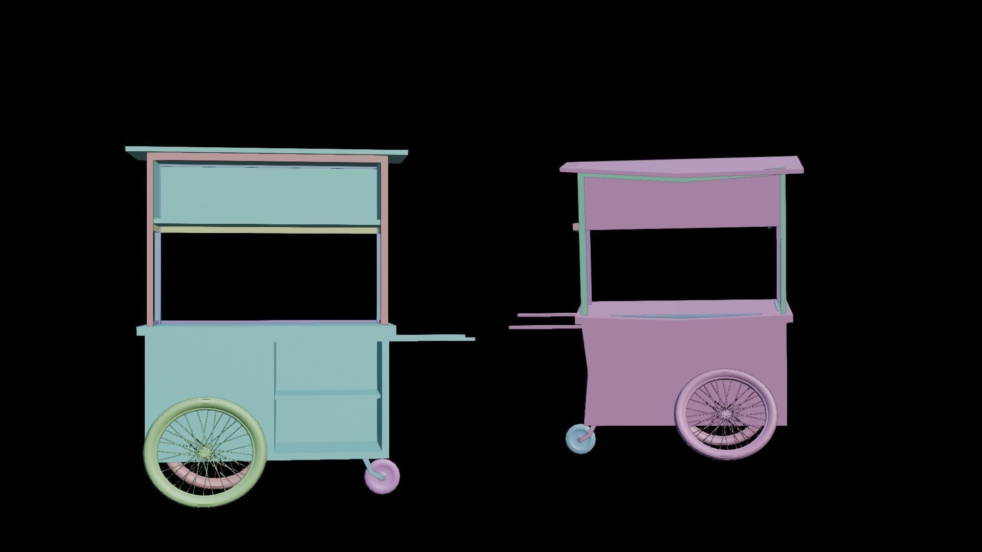 Cart and broken cart Low-poly 3D model_16