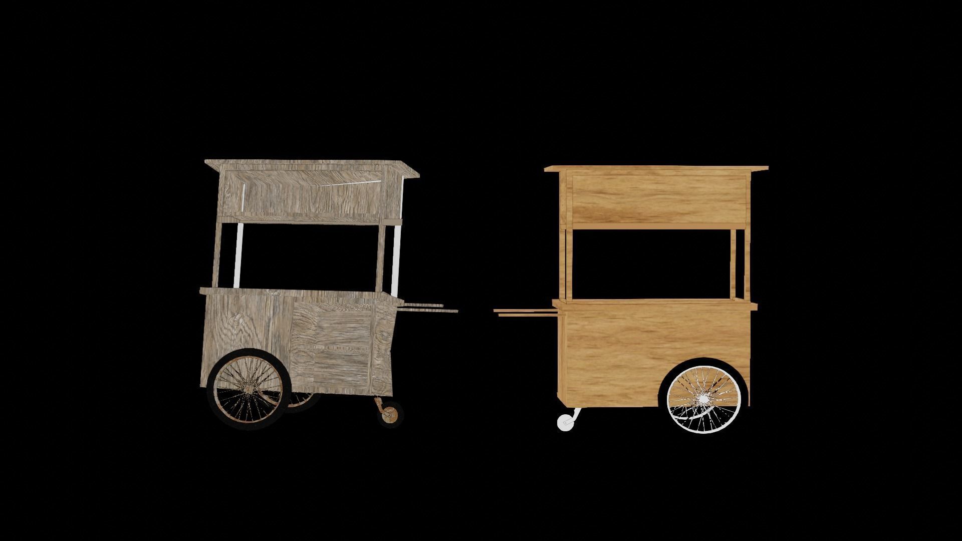 Cart and broken cart Low-poly 3D model_24