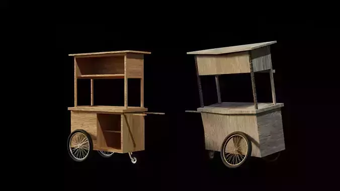 Cart and broken cart Low-poly 3D model Cart and broken cart Low-poly 3D model