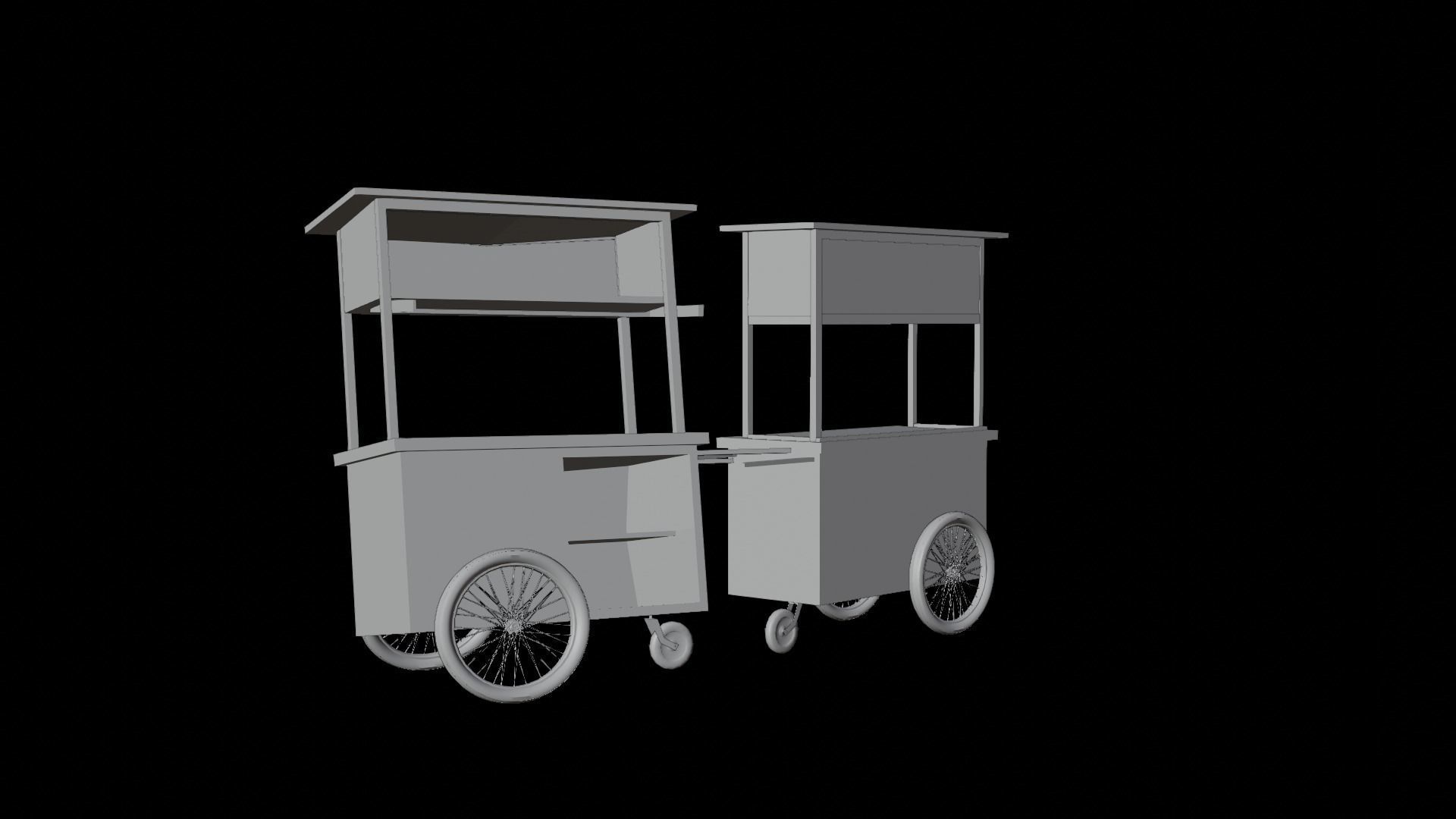 Cart and broken cart Low-poly 3D model_8
