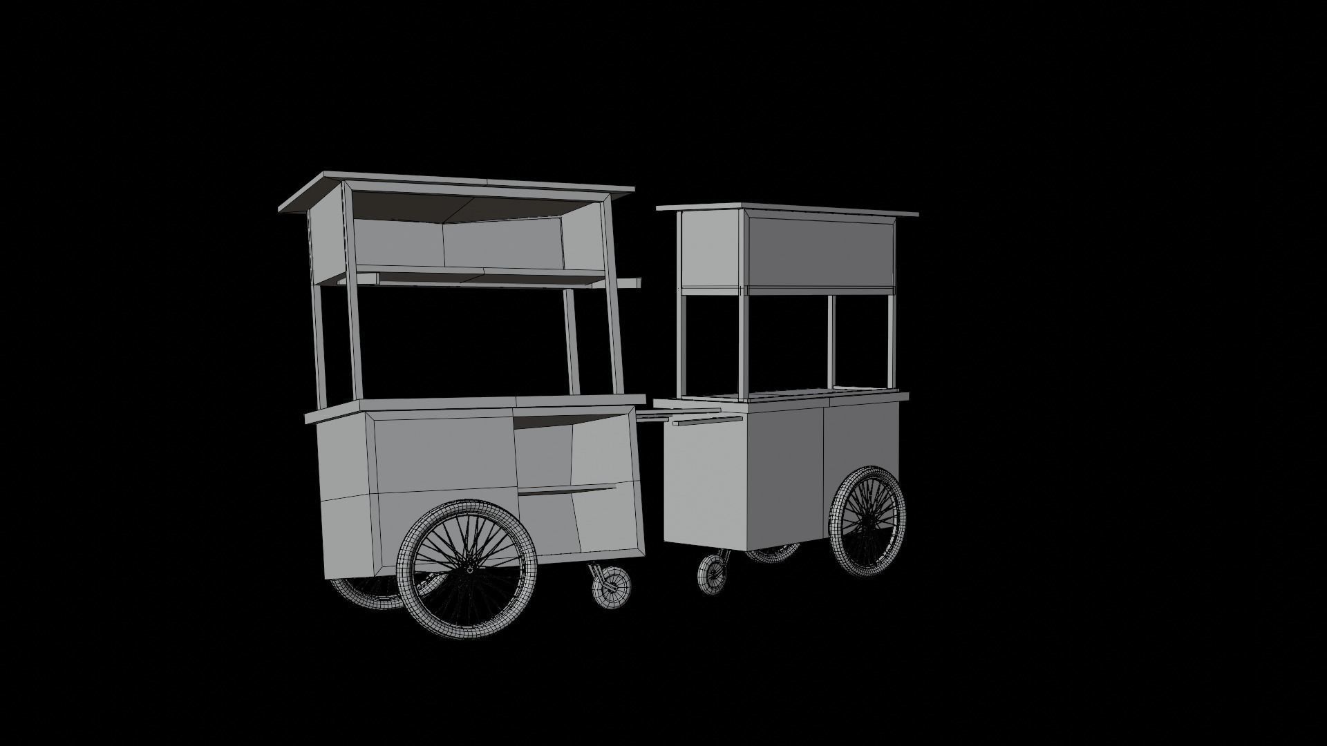 Cart and broken cart Low-poly 3D model_13