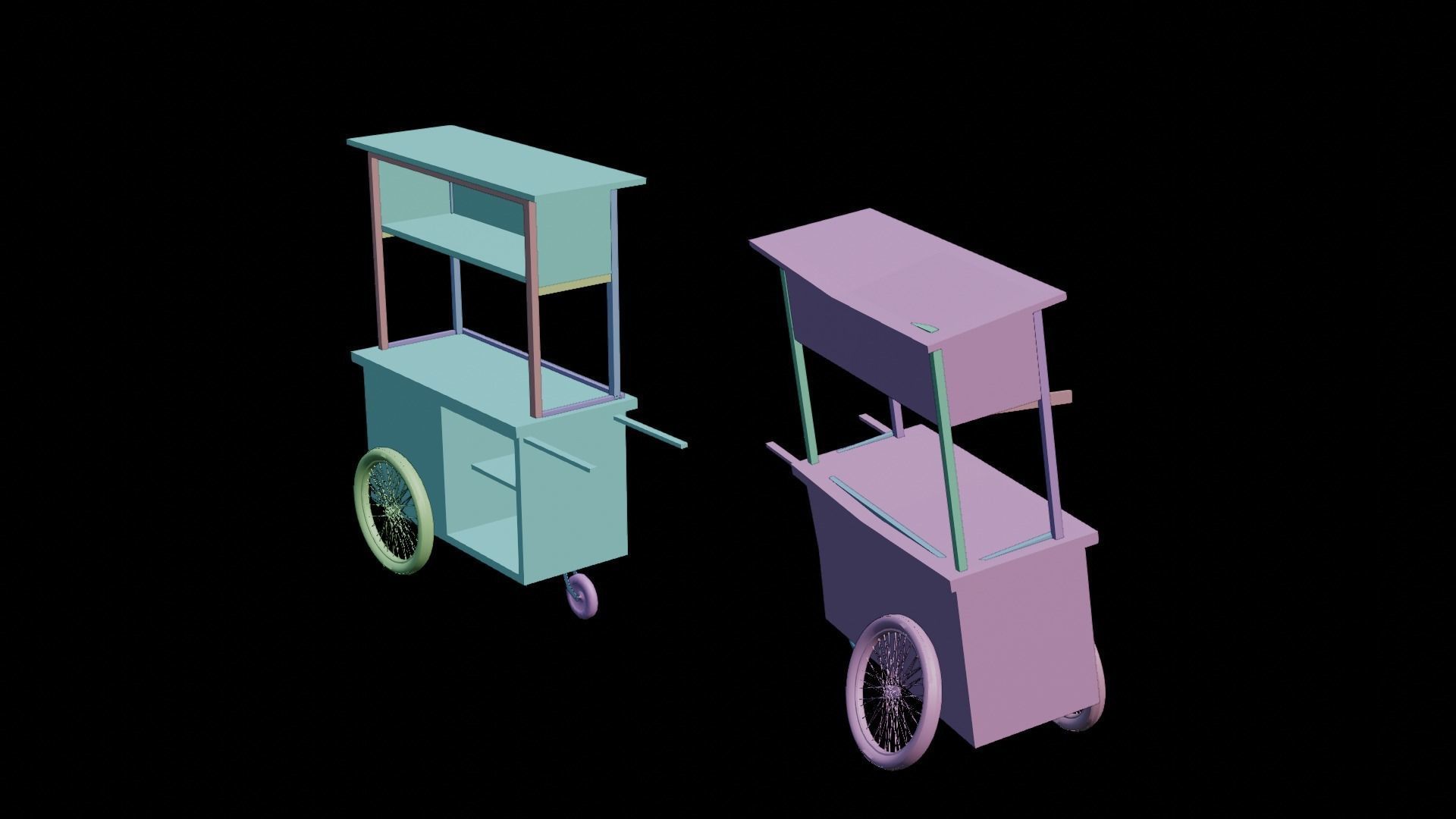 Cart and broken cart Low-poly 3D model_17