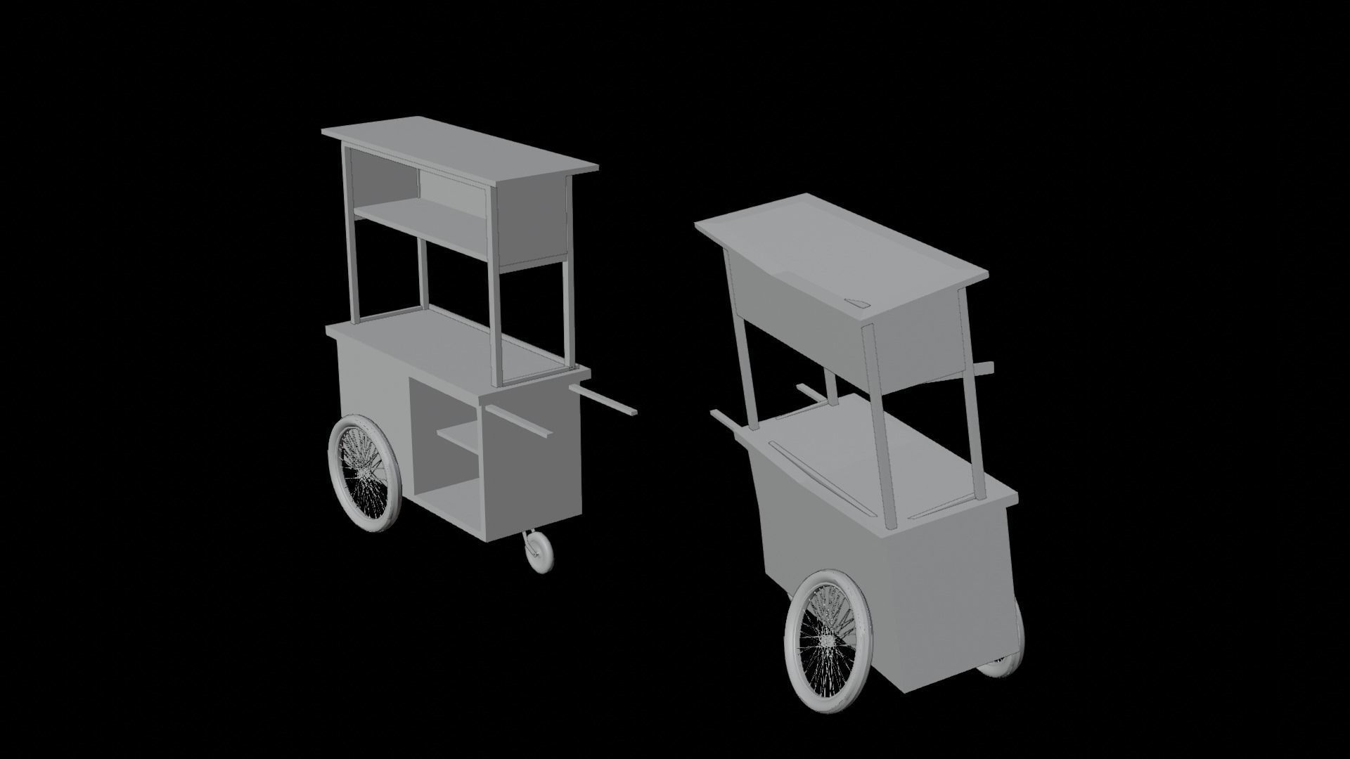 Cart and broken cart Low-poly 3D model_7